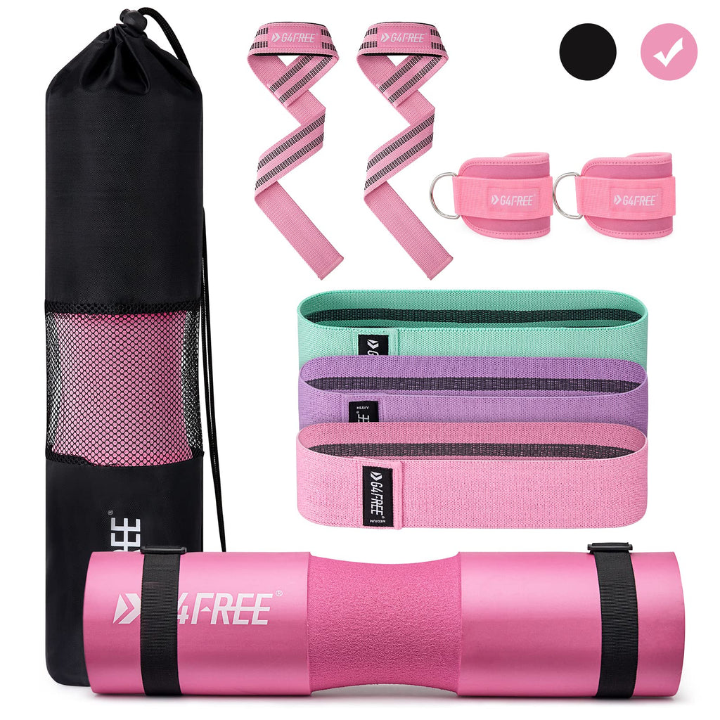 9-Piece Barbell Pad Set – Squat & Hip Thrust Cushion with Resistance Bands & Straps