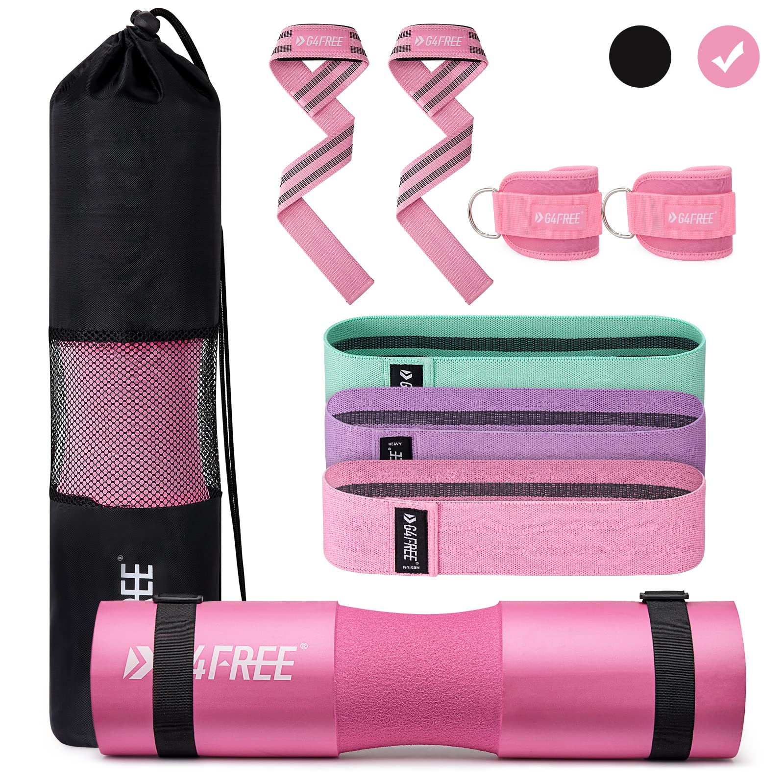 9-Piece Barbell Pad Set – Squat & Hip Thrust Cushion with Resistance Bands & Straps