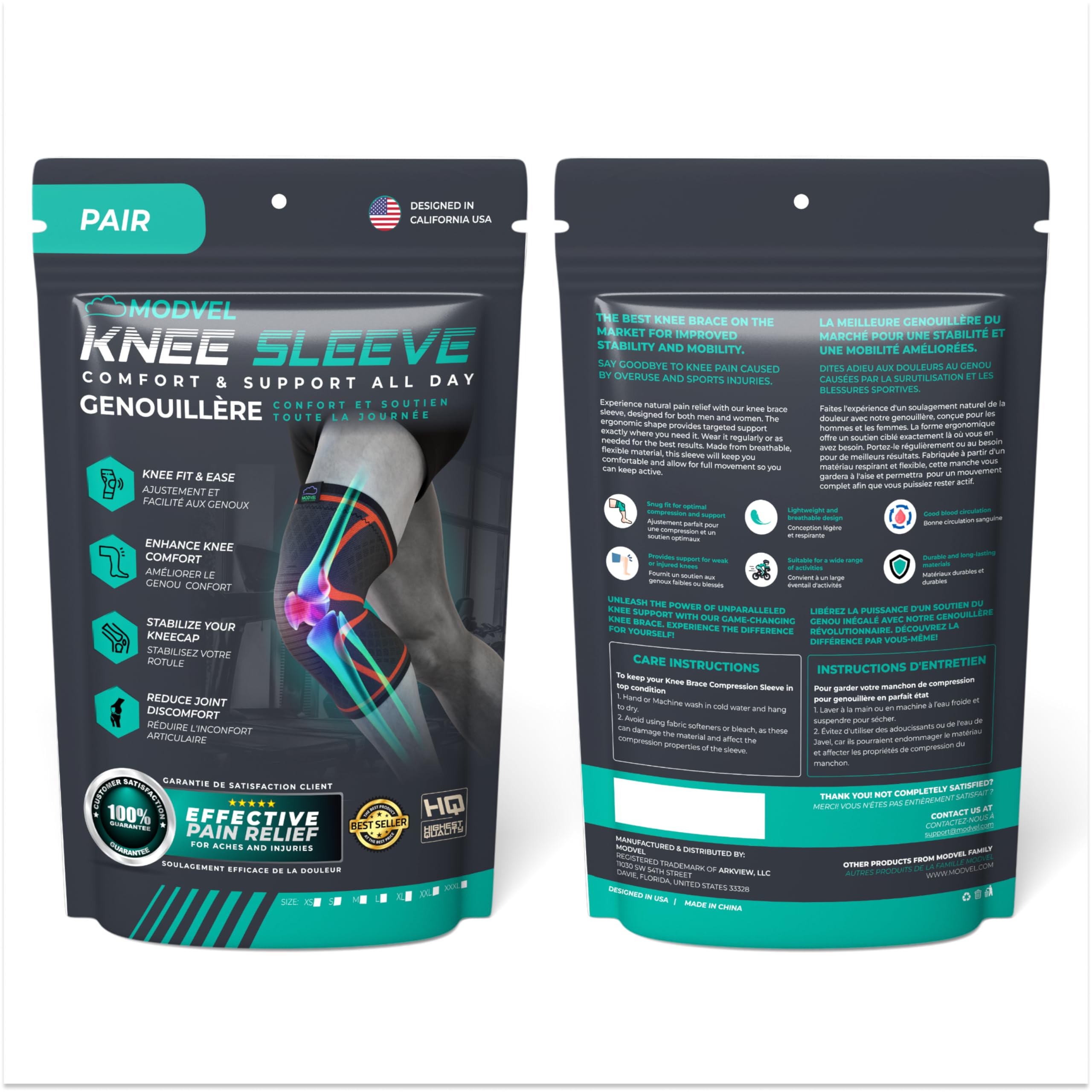 Compression Knee Brace (2-Pack) – Support Sleeves for Workouts & Joint Pain Relief