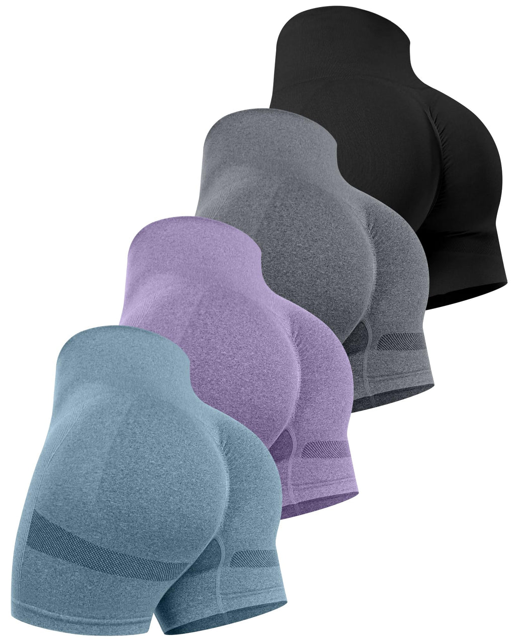 Women's High-Waisted Workout Shorts Set – Butt-Lifting Seamless Gym Shorts (4-Pack)