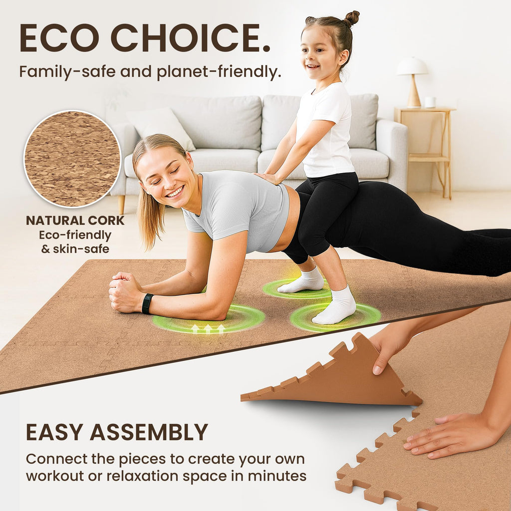 Gym Floor Mats Set – 18 EVA Interlocking Foam Tiles, 18 sq ft Protective Flooring
