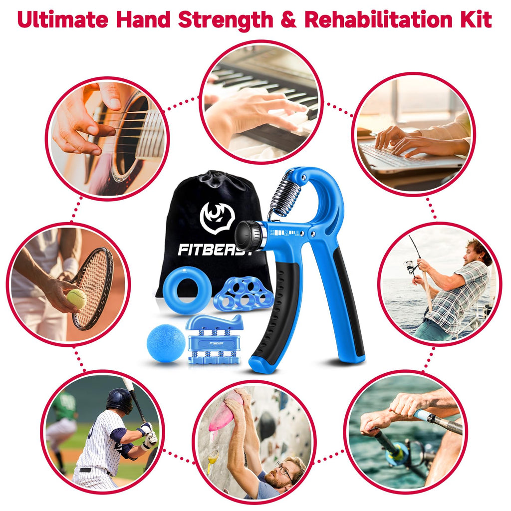 Hand Grip Strengthener Kit – 5-Pack Adjustable Forearm & Grip Trainer