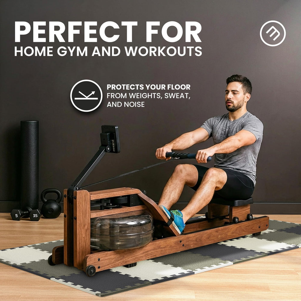 Gym Floor Mats Set – 18 EVA Interlocking Foam Tiles, 18 sq ft Protective Flooring
