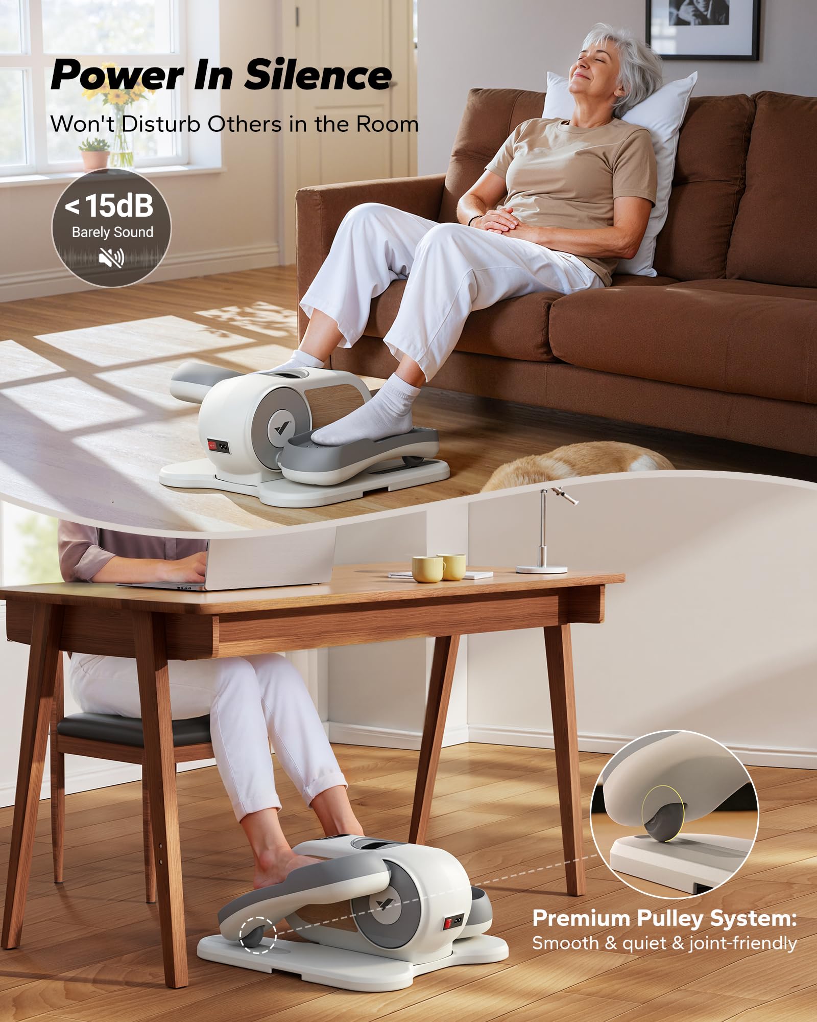 Under Desk Elliptical – Quiet Seated Pedal Exerciser for Home & Office