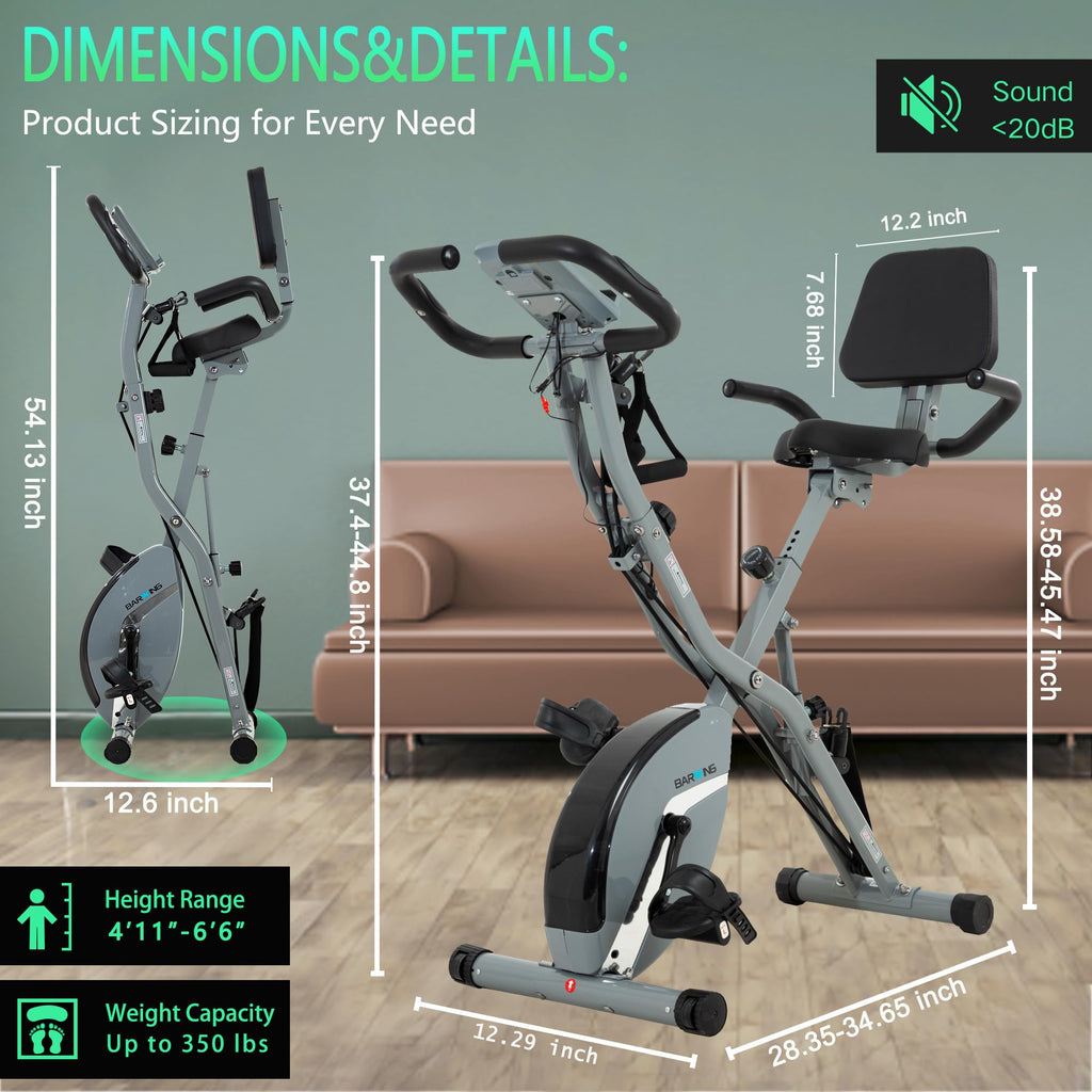 5-in-1 Foldable Exercise Bike – 16-Level Magnetic Indoor Cycling Bike, 350 lb Capacity