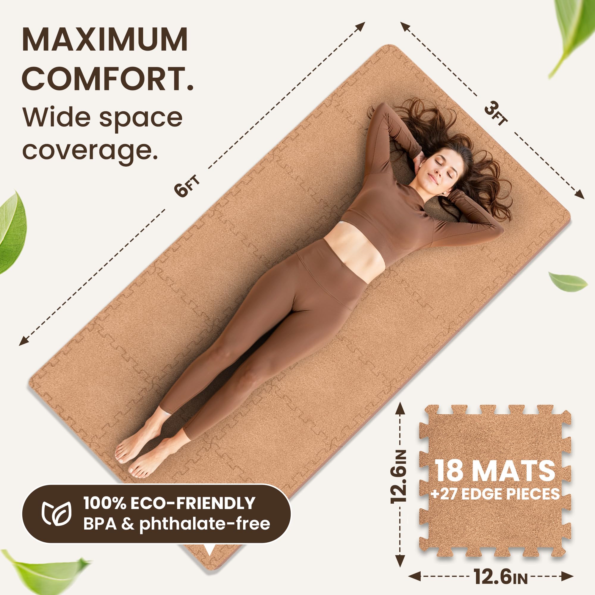 Gym Floor Mats Set – 18 EVA Interlocking Foam Tiles, 18 sq ft Protective Flooring