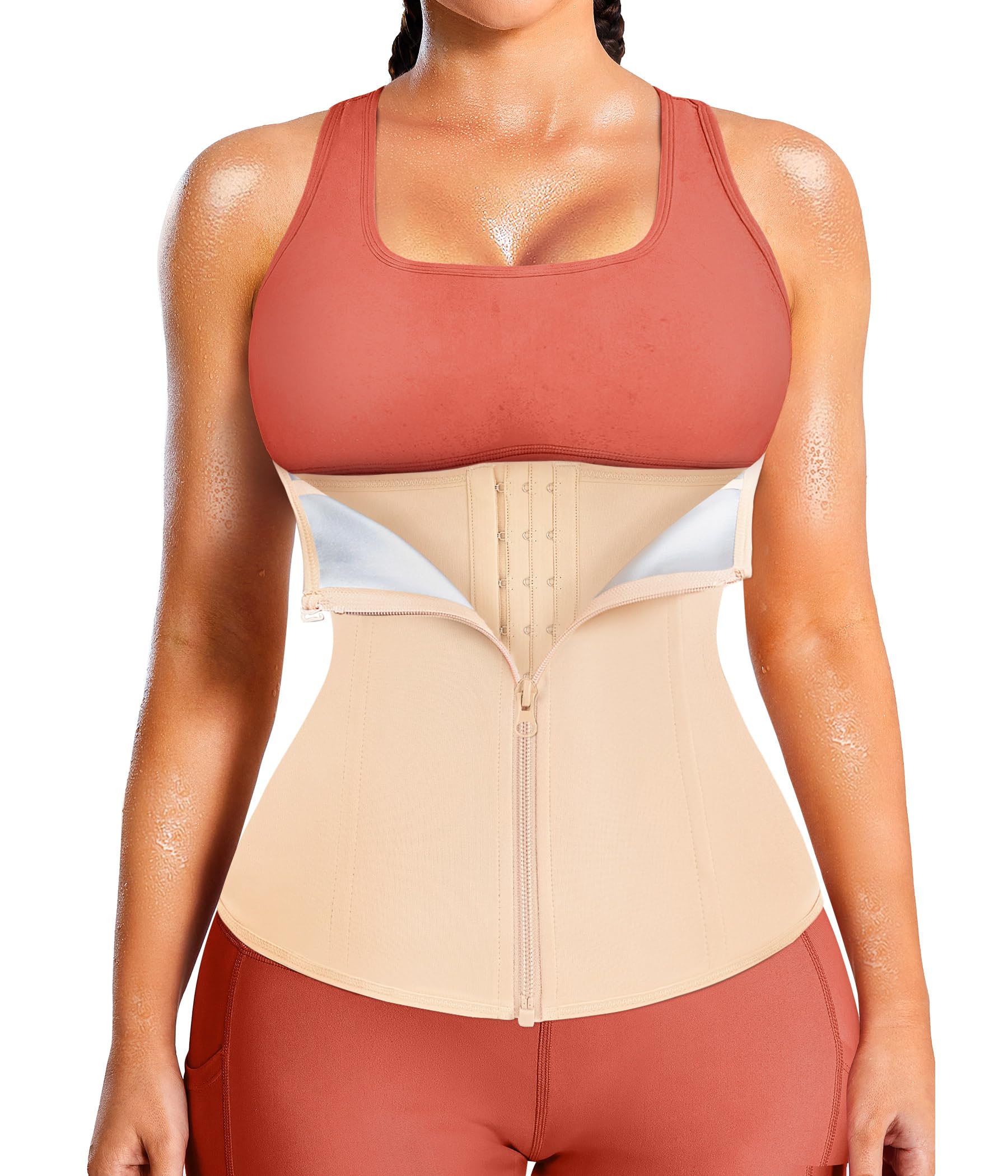 Women's Waist Trainer Corset with Zipper – Sweat Trimmer Workout Shaper