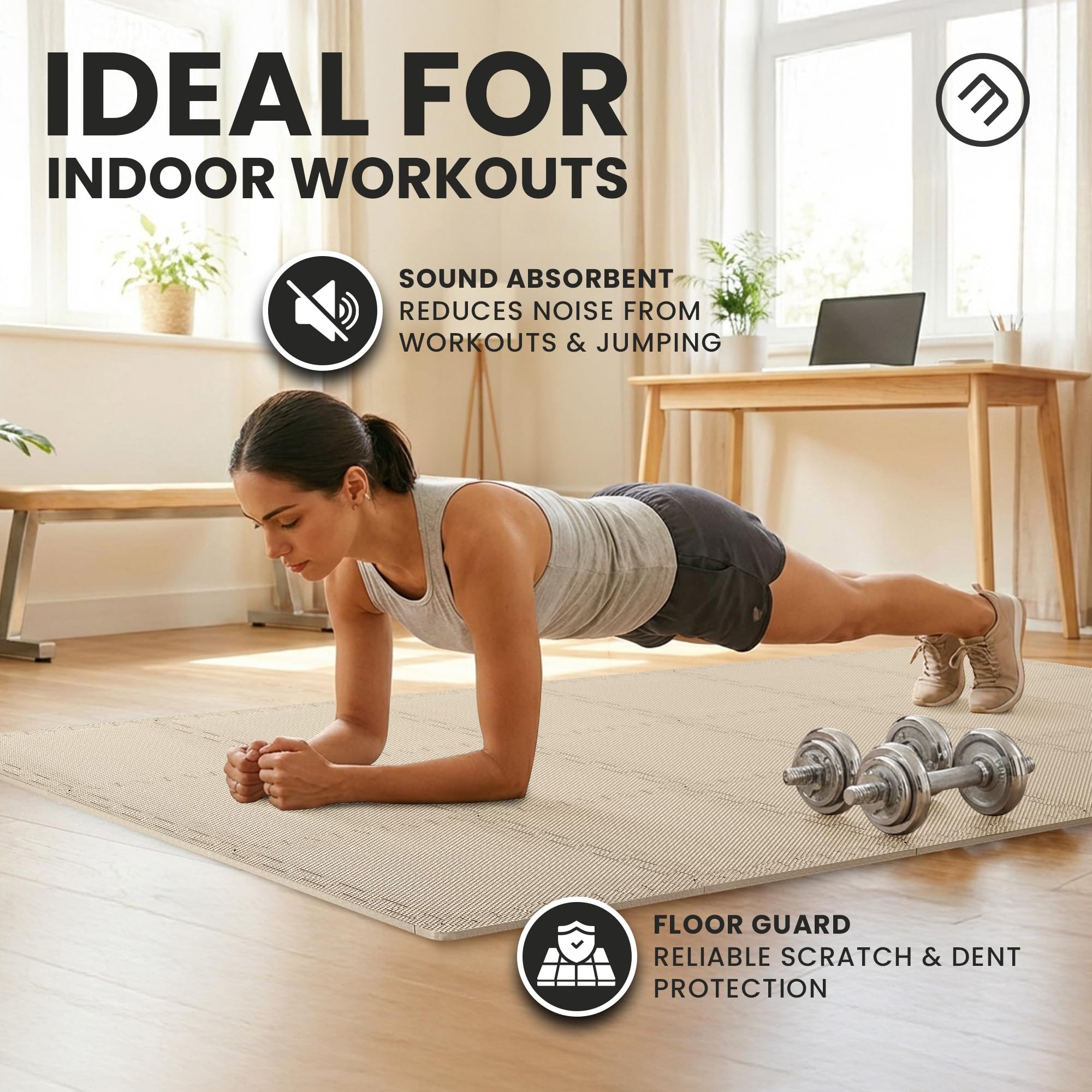 Gym Floor Mats Set – 18 EVA Interlocking Foam Tiles, 18 sq ft Protective Flooring