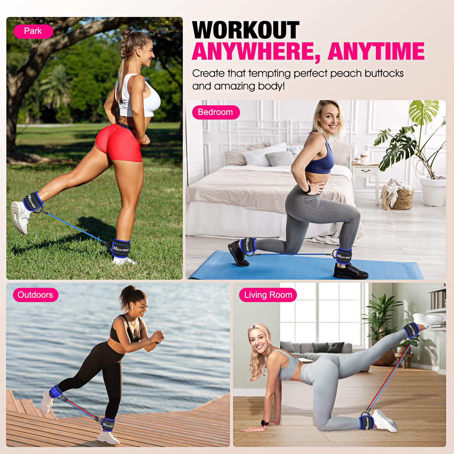 Ankle Resistance Bands with Cuffs – Glute & Leg Booty Workout Bands