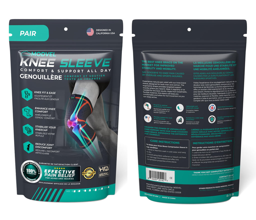 Compression Knee Brace (2-Pack) – Support Sleeves for Workouts & Joint Pain Relief