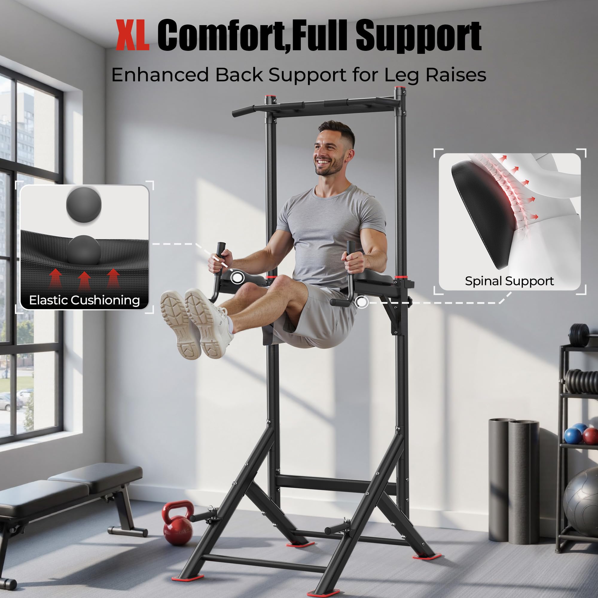 Power Tower Pull Up & Dip Station – 450 lb Capacity Home Gym Strength Trainer