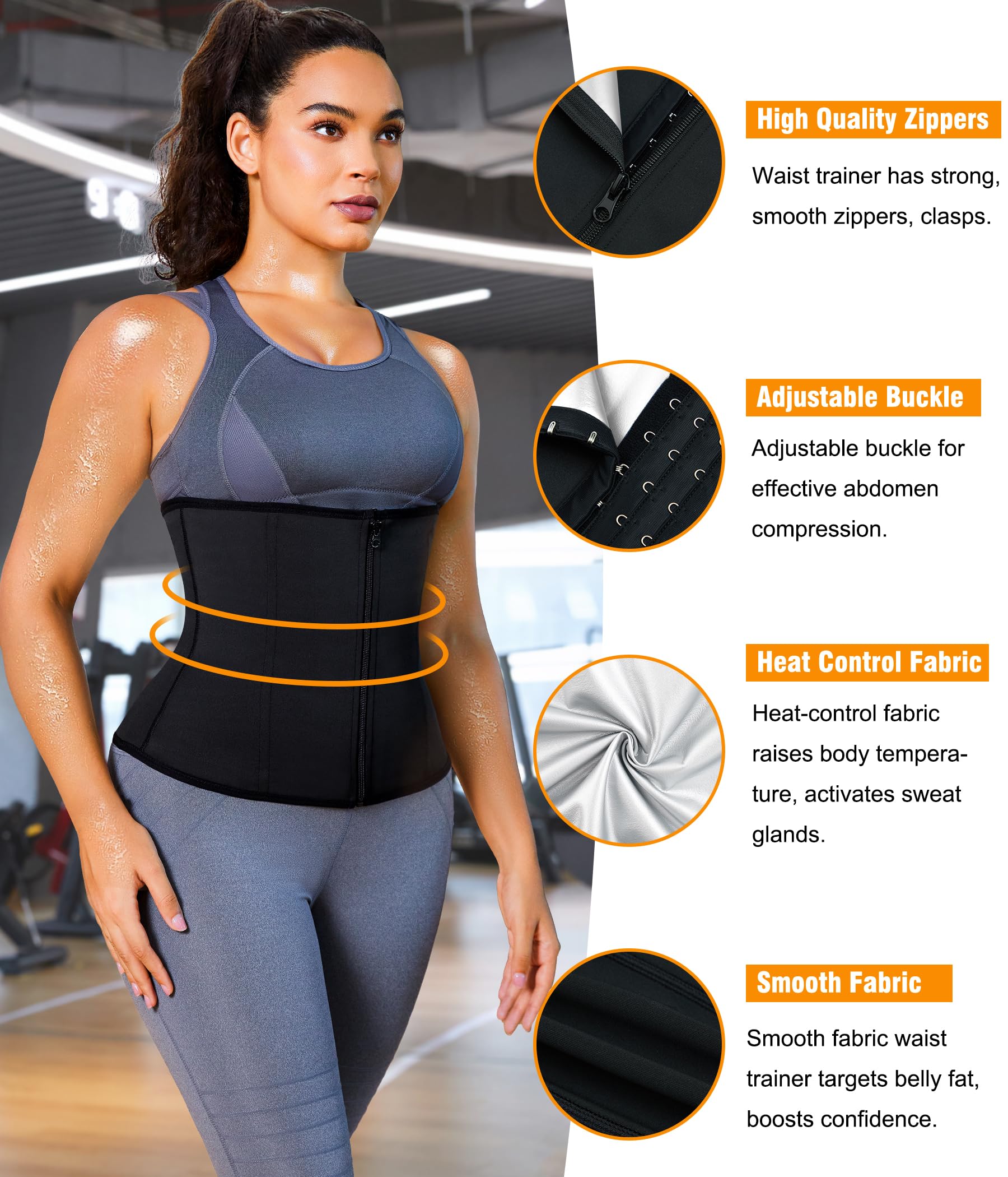 Women's Waist Trainer Corset with Zipper – Sweat Trimmer Workout Shaper