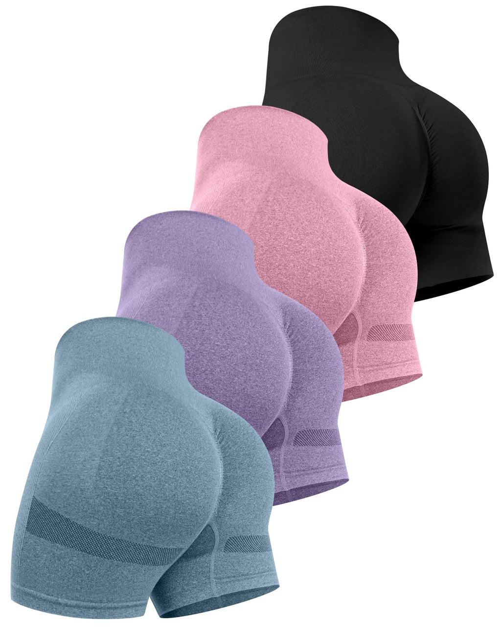 Women's High-Waisted Workout Shorts Set – Butt-Lifting Seamless Gym Shorts (4-Pack)