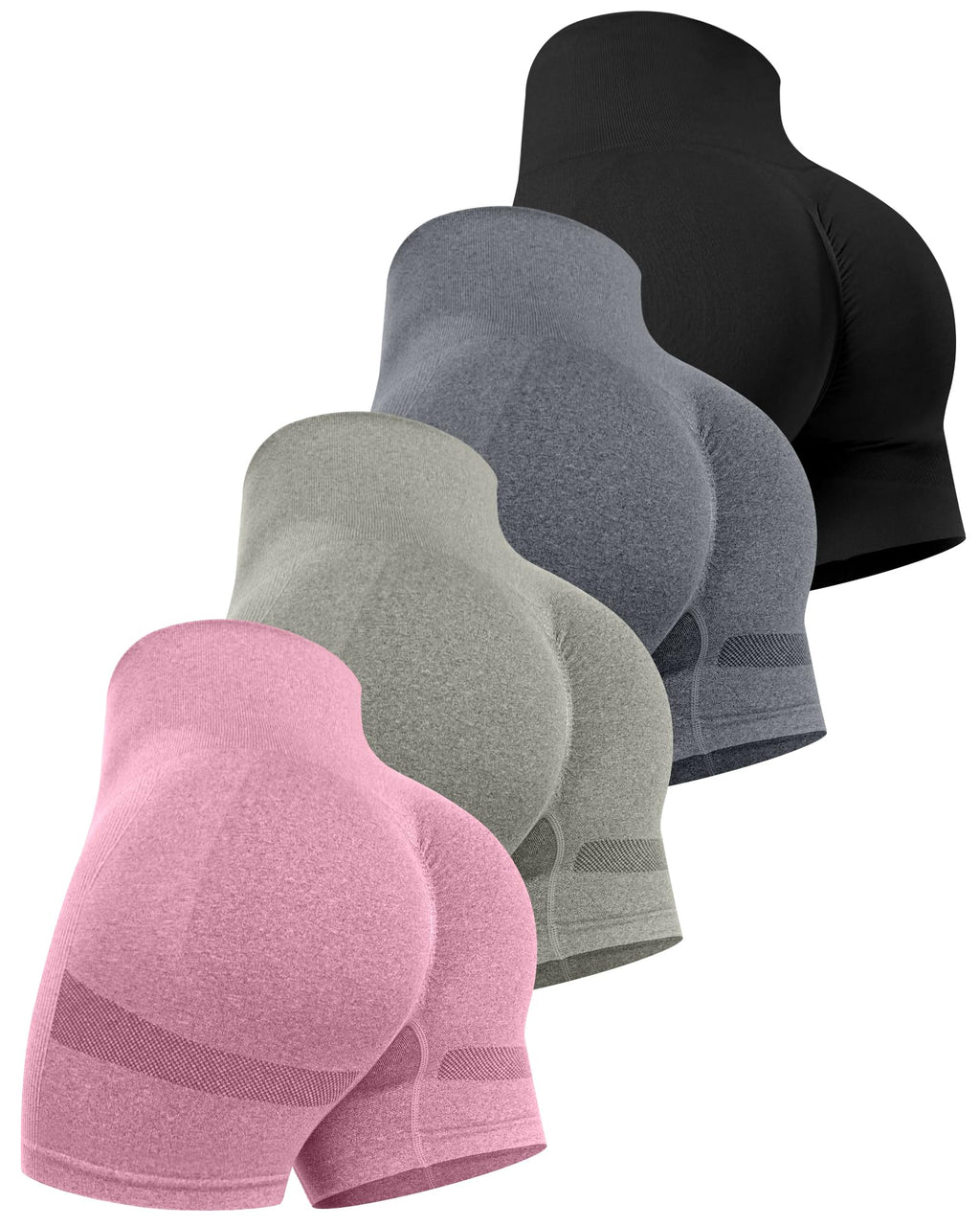 Women's High-Waisted Workout Shorts Set – Butt-Lifting Seamless Gym Shorts (4-Pack)