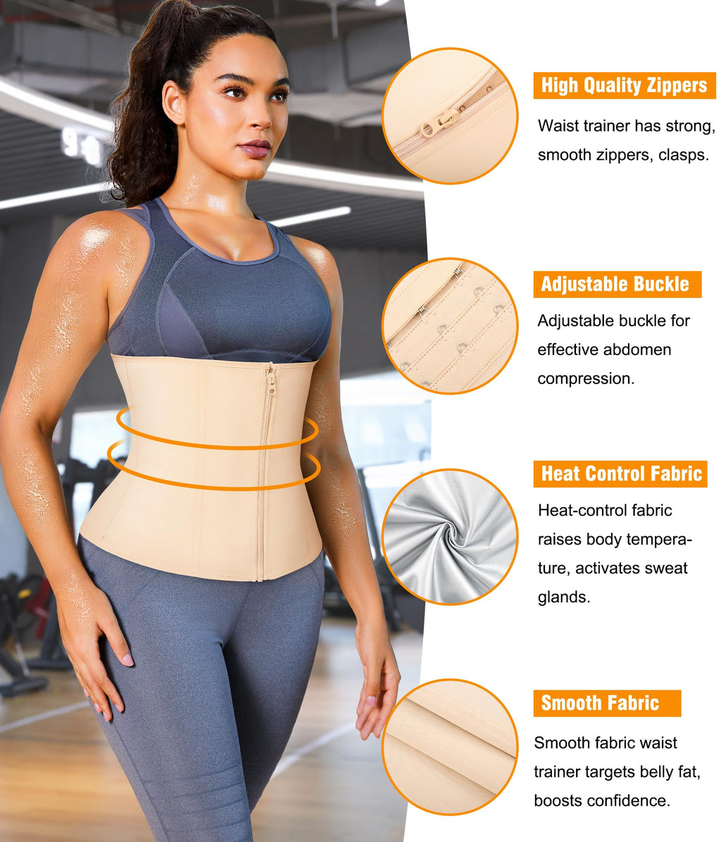 Women's Waist Trainer Corset with Zipper – Sweat Trimmer Workout Shaper