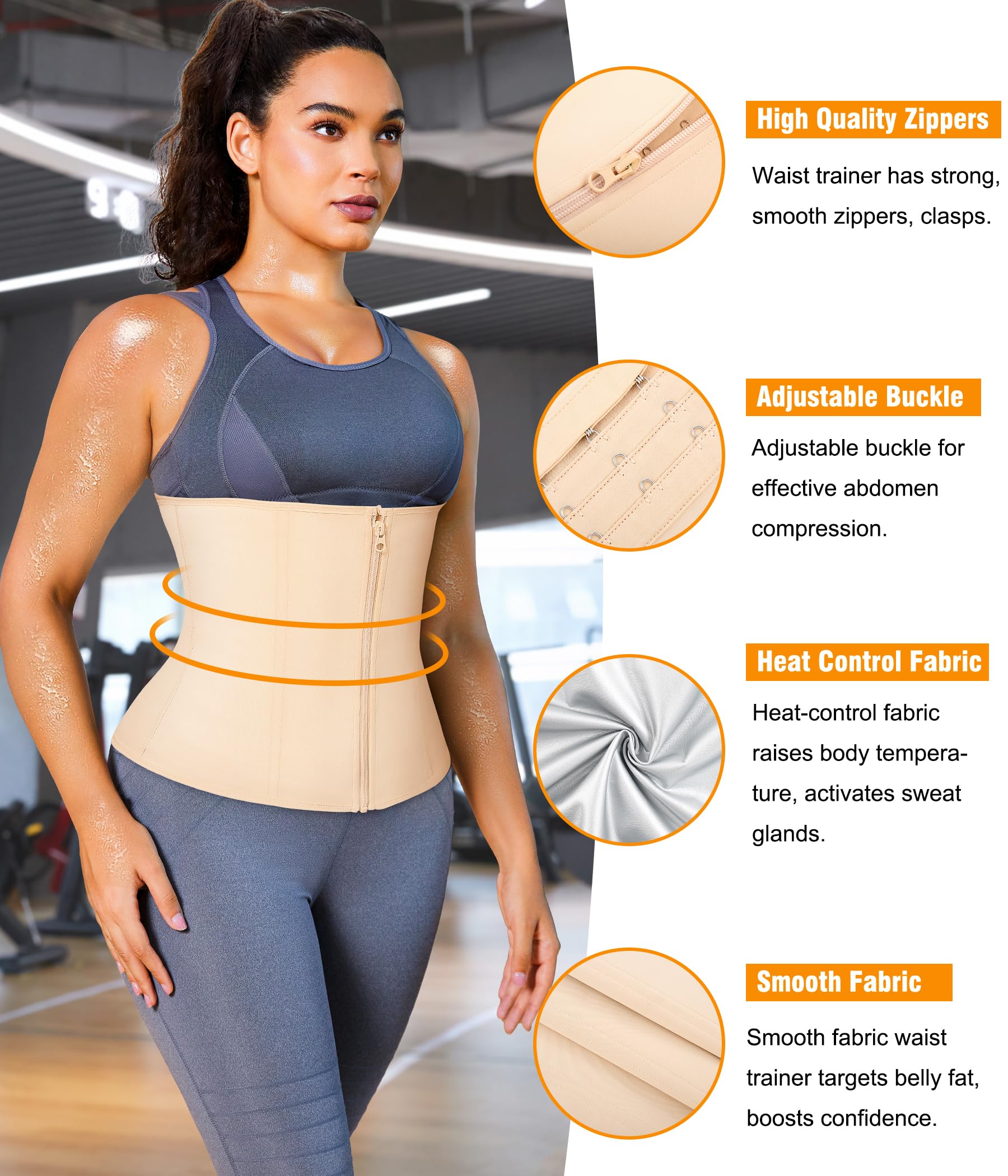 Women's Waist Trainer Corset with Zipper – Sweat Trimmer Workout Shaper