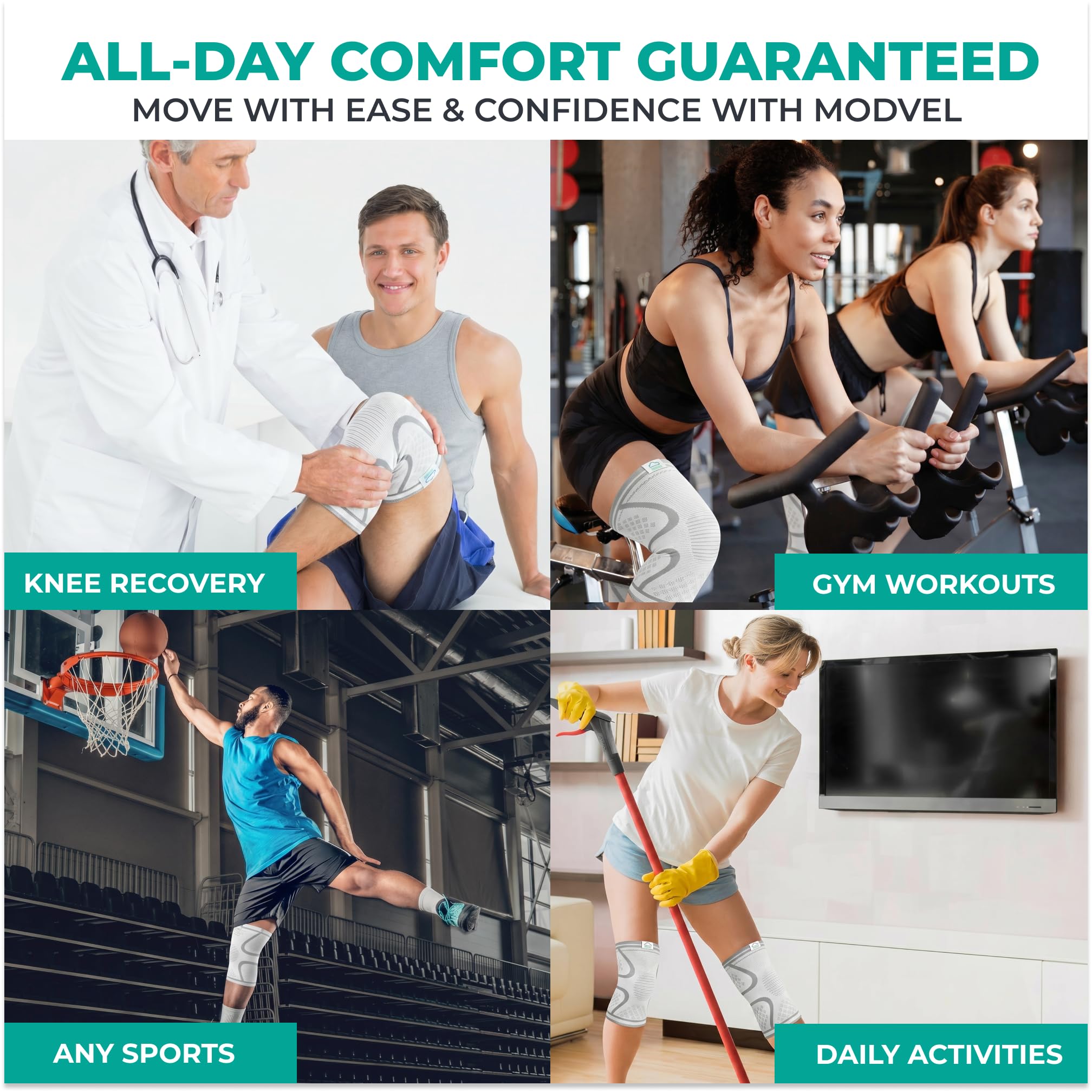 Compression Knee Brace (2-Pack) – Support Sleeves for Workouts & Joint Pain Relief
