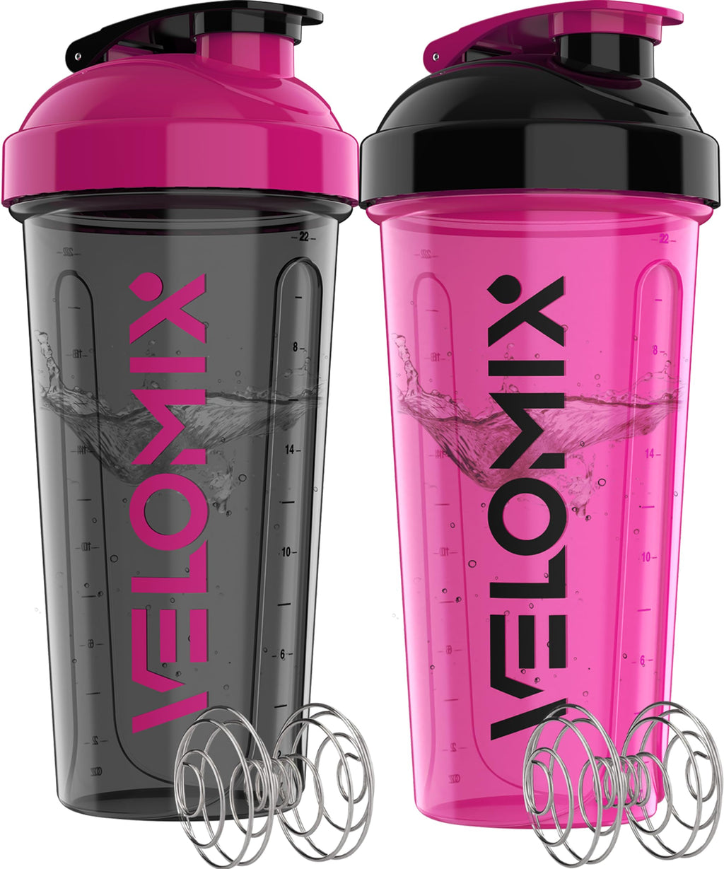 Protein Shaker Bottles 2-Pack – 28 oz Leak-Proof Shaker Cups with Wire Whisks