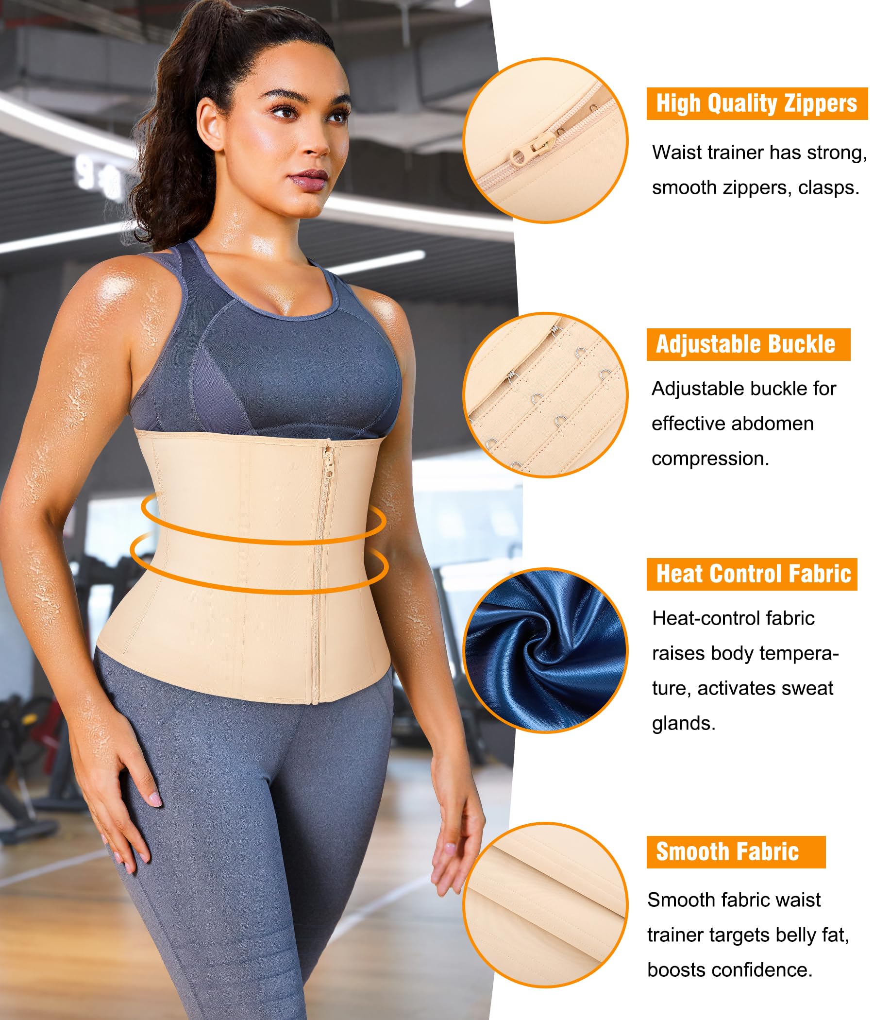 Women's Waist Trainer Corset with Zipper – Sweat Trimmer Workout Shaper