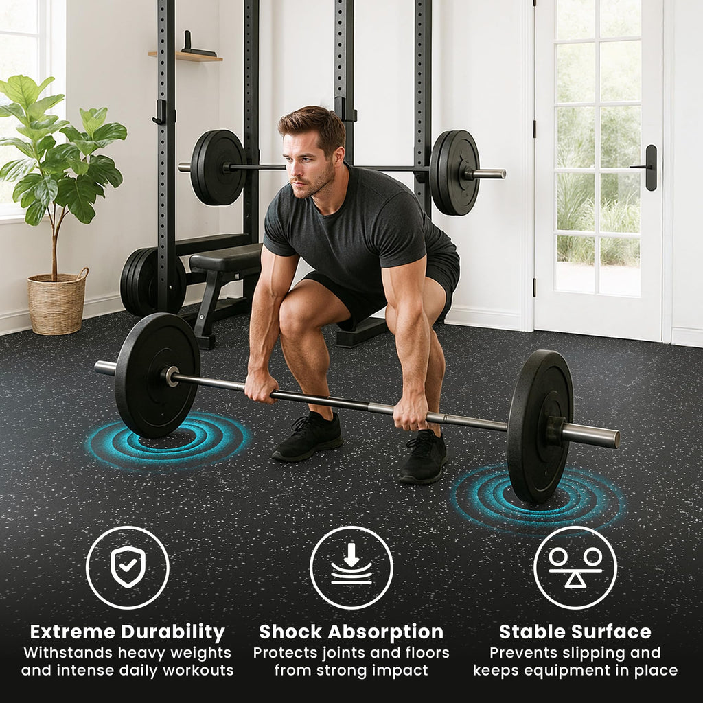 Gym Floor Mats Set – 18 EVA Interlocking Foam Tiles, 18 sq ft Protective Flooring