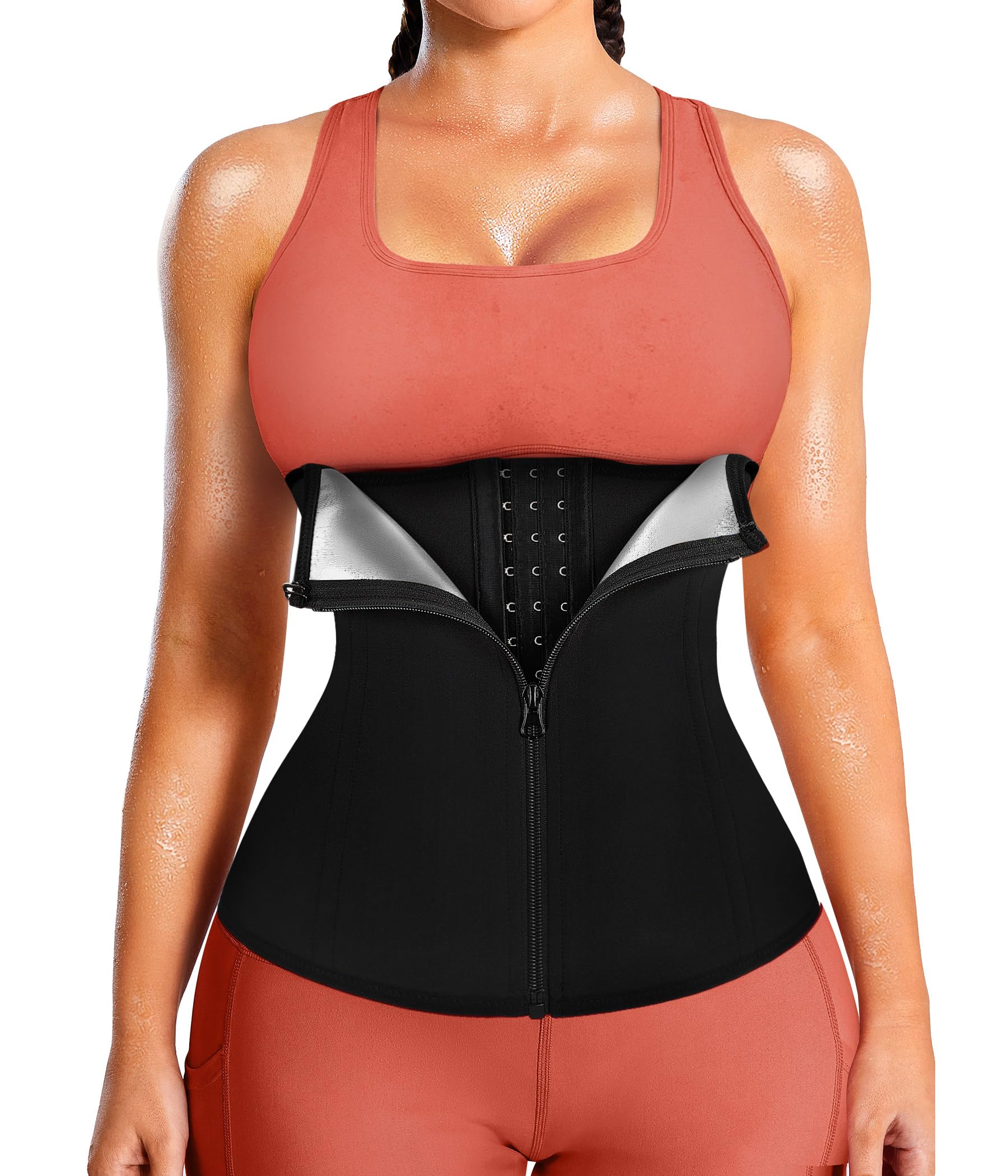 Women's Waist Trainer Corset with Zipper – Sweat Trimmer Workout Shaper
