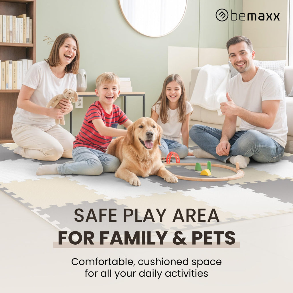 Gym Floor Mats Set – 18 EVA Interlocking Foam Tiles, 18 sq ft Protective Flooring