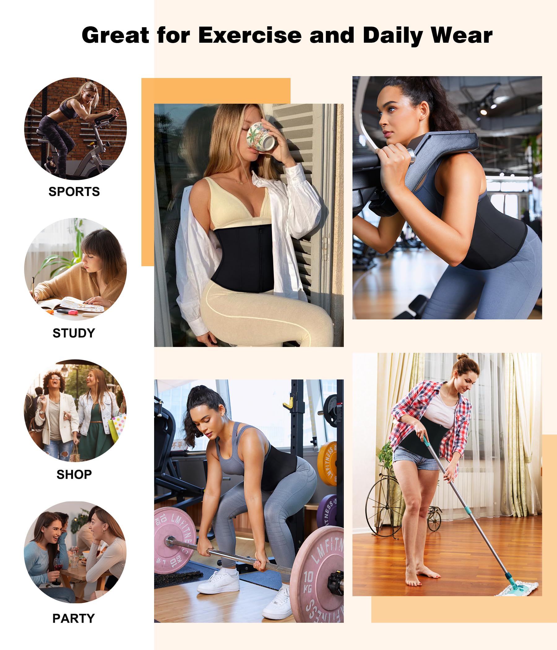 Women's Waist Trainer Corset with Zipper – Sweat Trimmer Workout Shaper