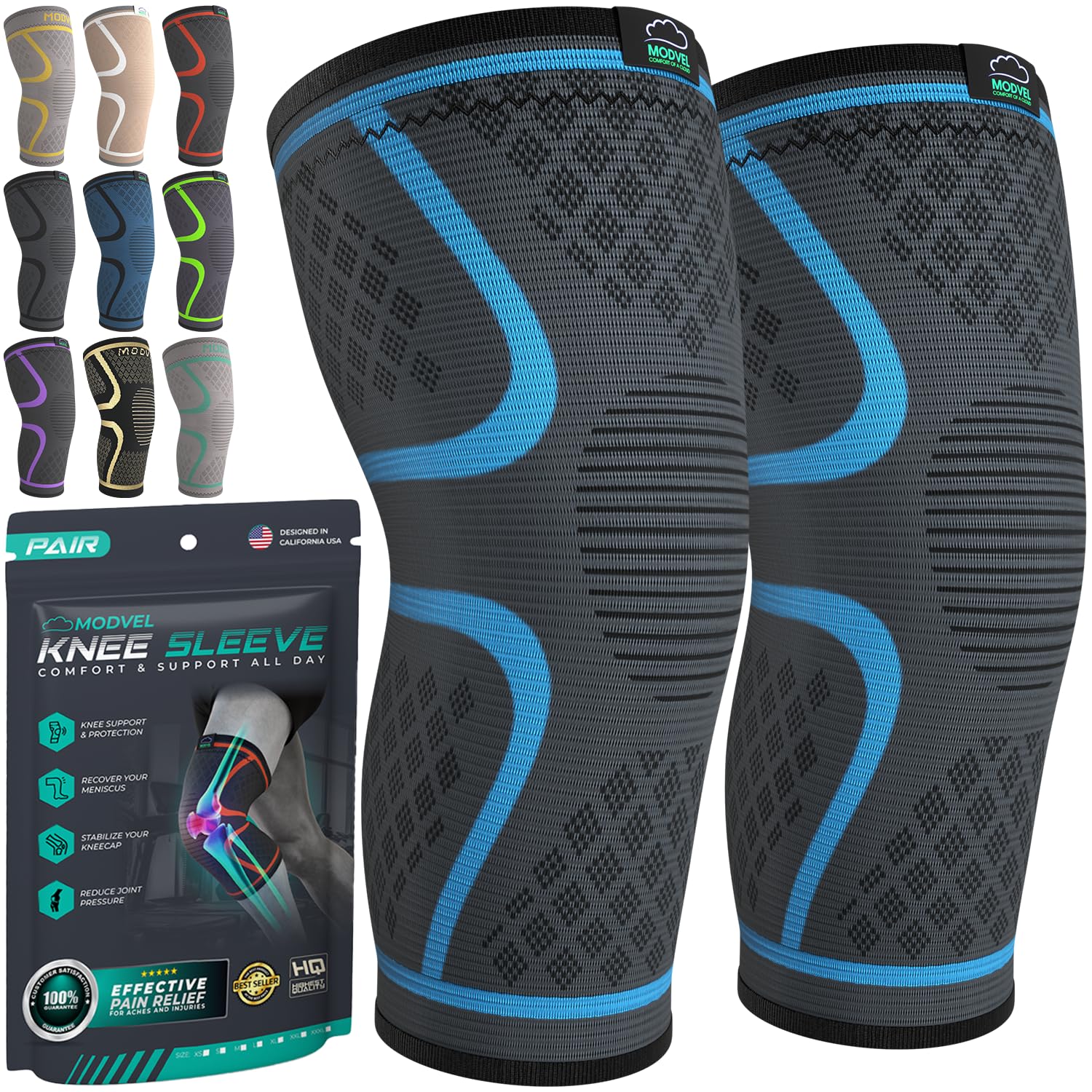 Compression Knee Brace (2-Pack) – Support Sleeves for Workouts & Joint Pain Relief