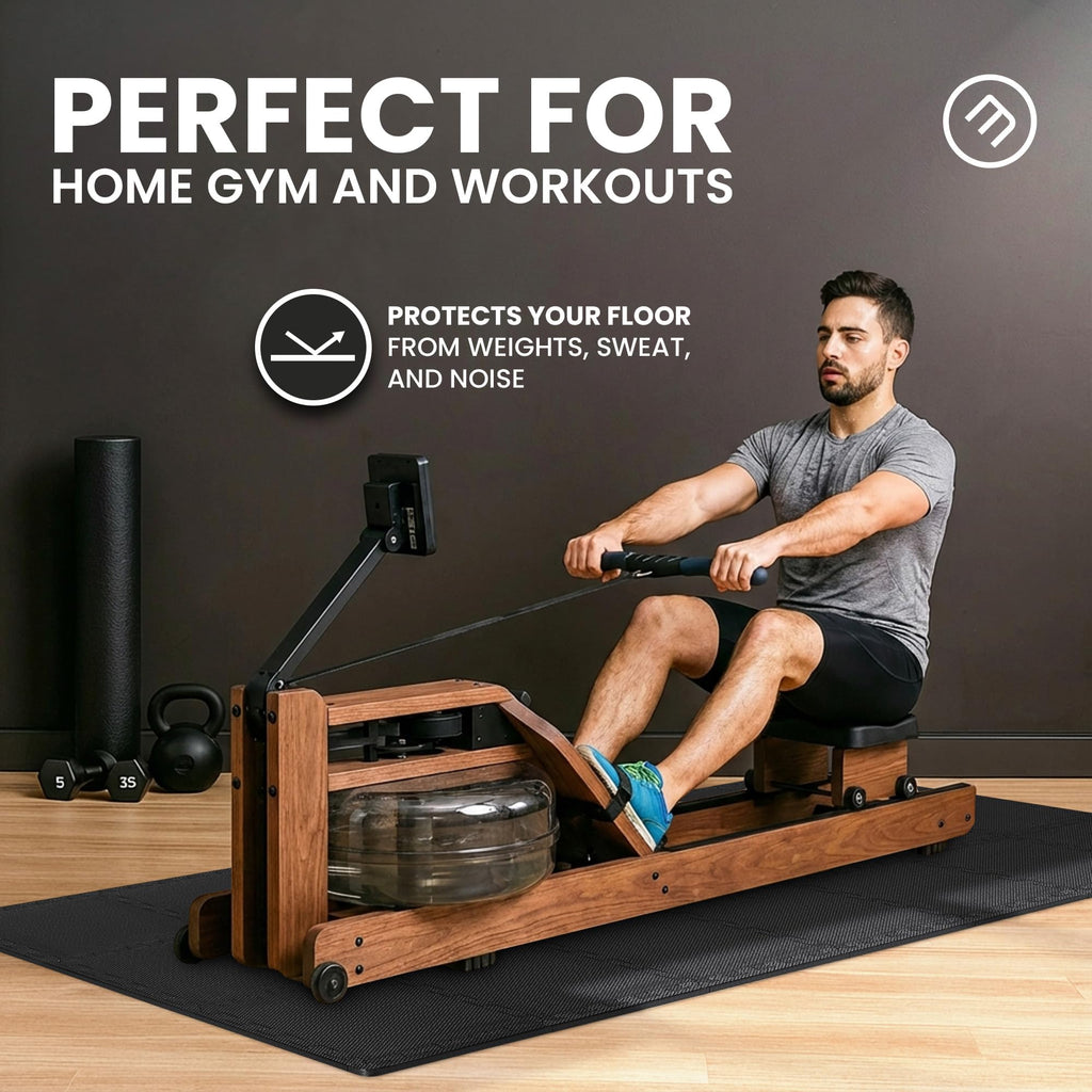 Gym Floor Mats Set – 18 EVA Interlocking Foam Tiles, 18 sq ft Protective Flooring