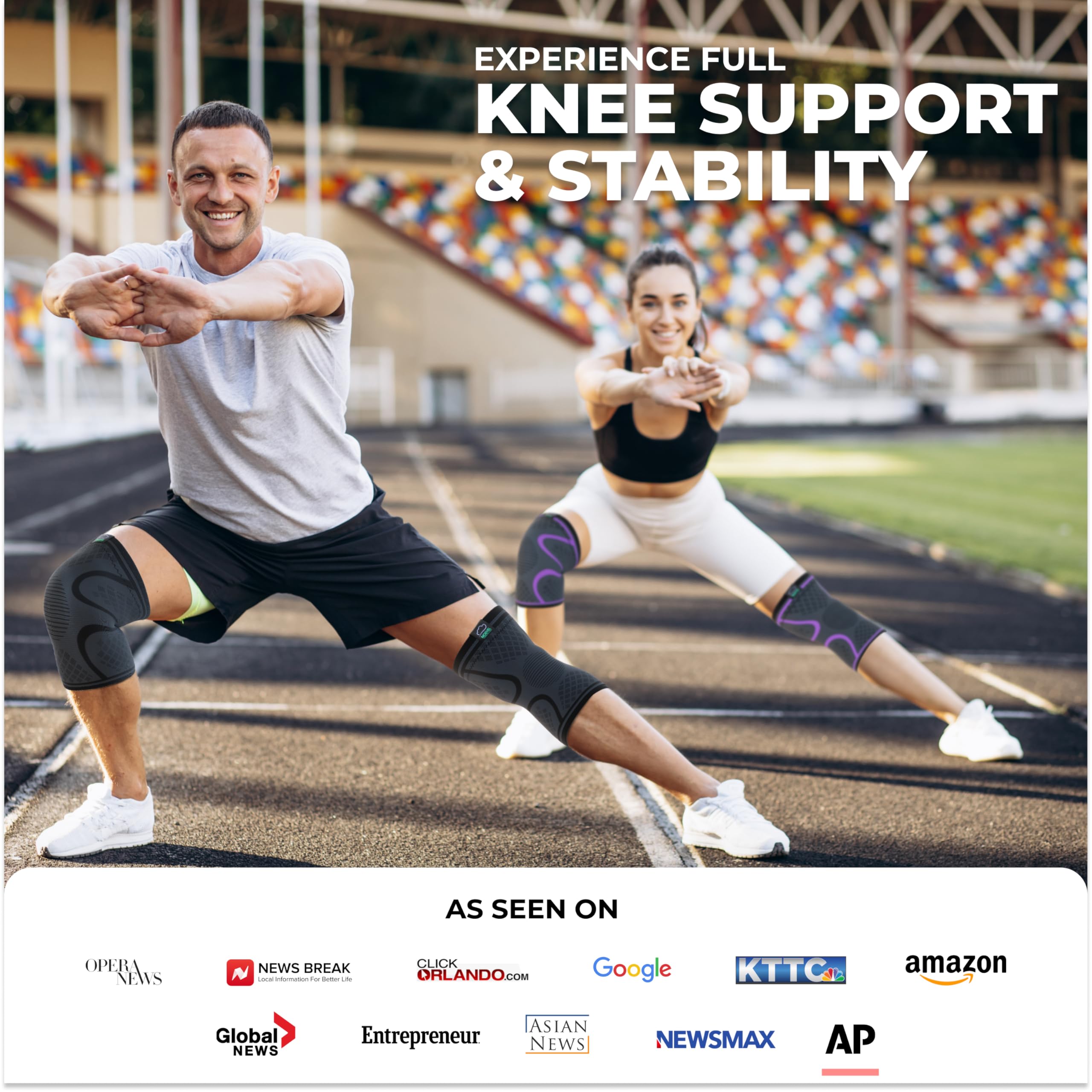 Compression Knee Brace (2-Pack) – Support Sleeves for Workouts & Joint Pain Relief