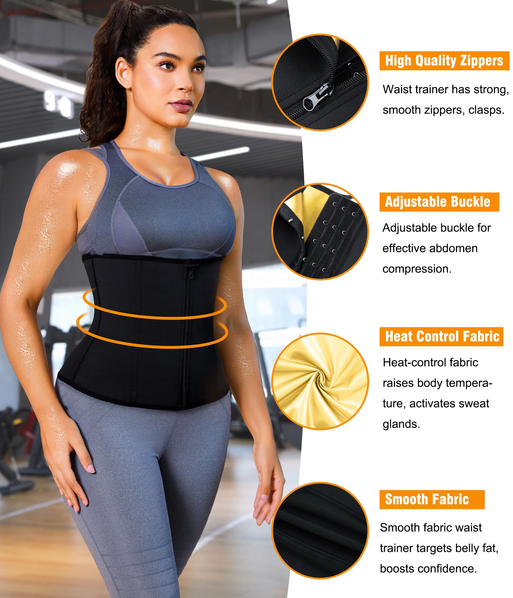 Women's Waist Trainer Corset with Zipper – Sweat Trimmer Workout Shaper