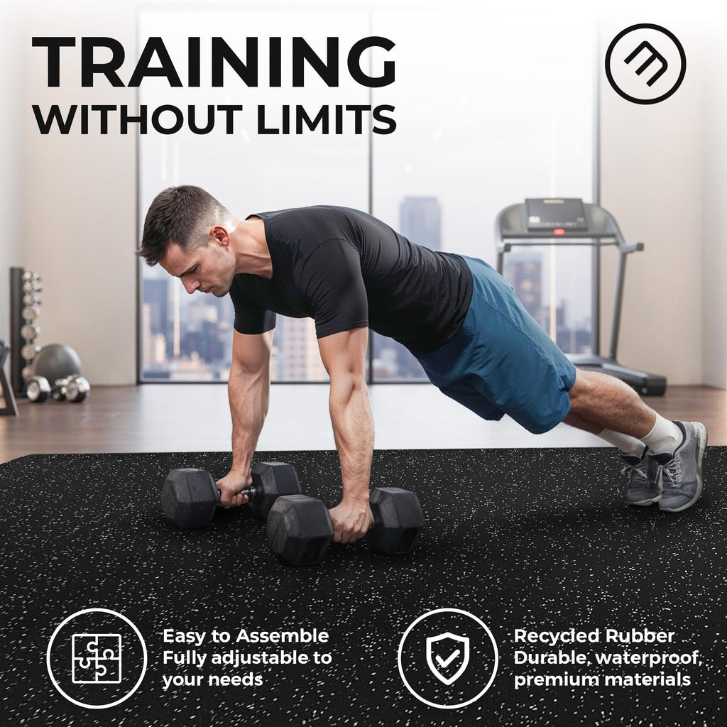 Gym Floor Mats Set – 18 EVA Interlocking Foam Tiles, 18 sq ft Protective Flooring