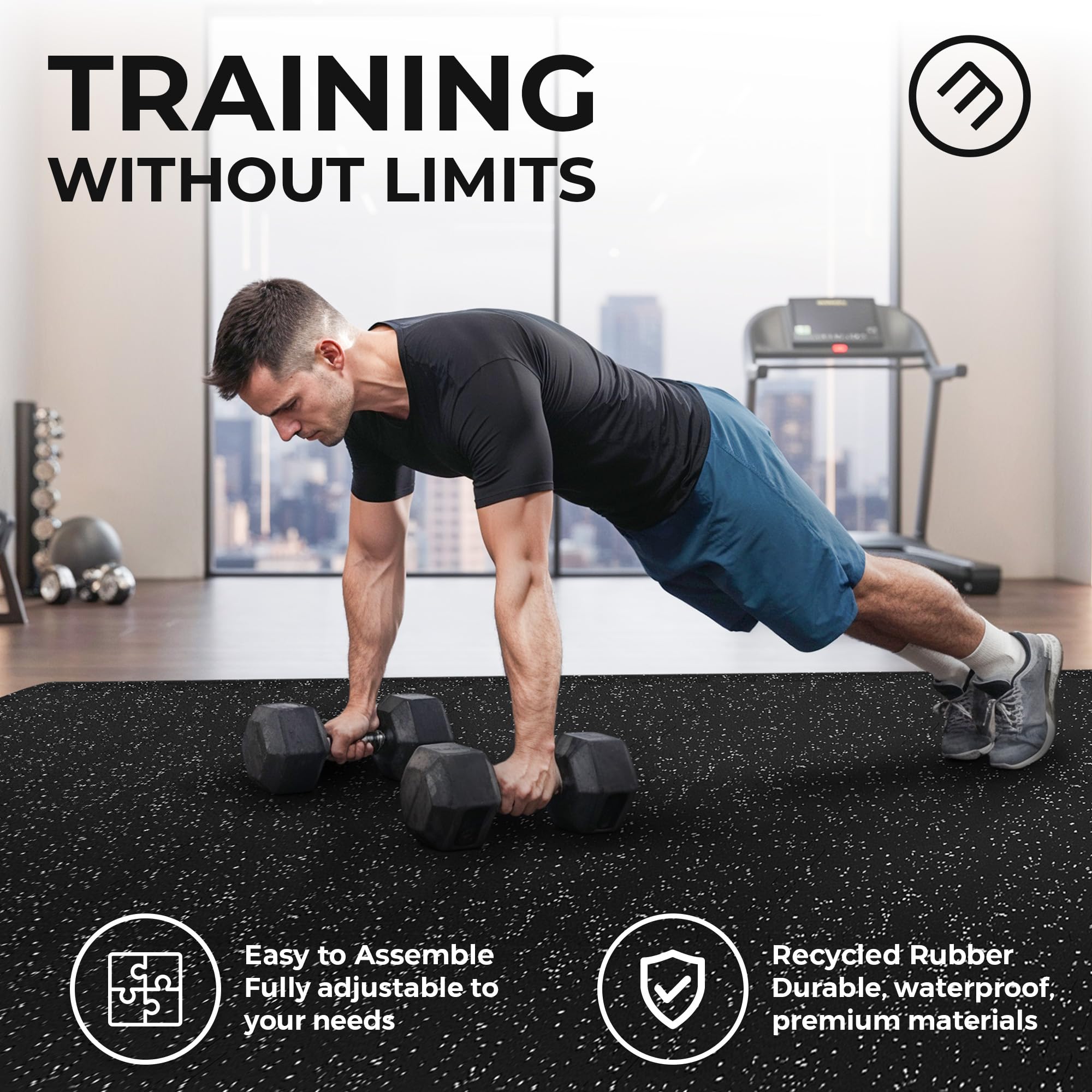 Gym Floor Mats Set – 18 EVA Interlocking Foam Tiles, 18 sq ft Protective Flooring