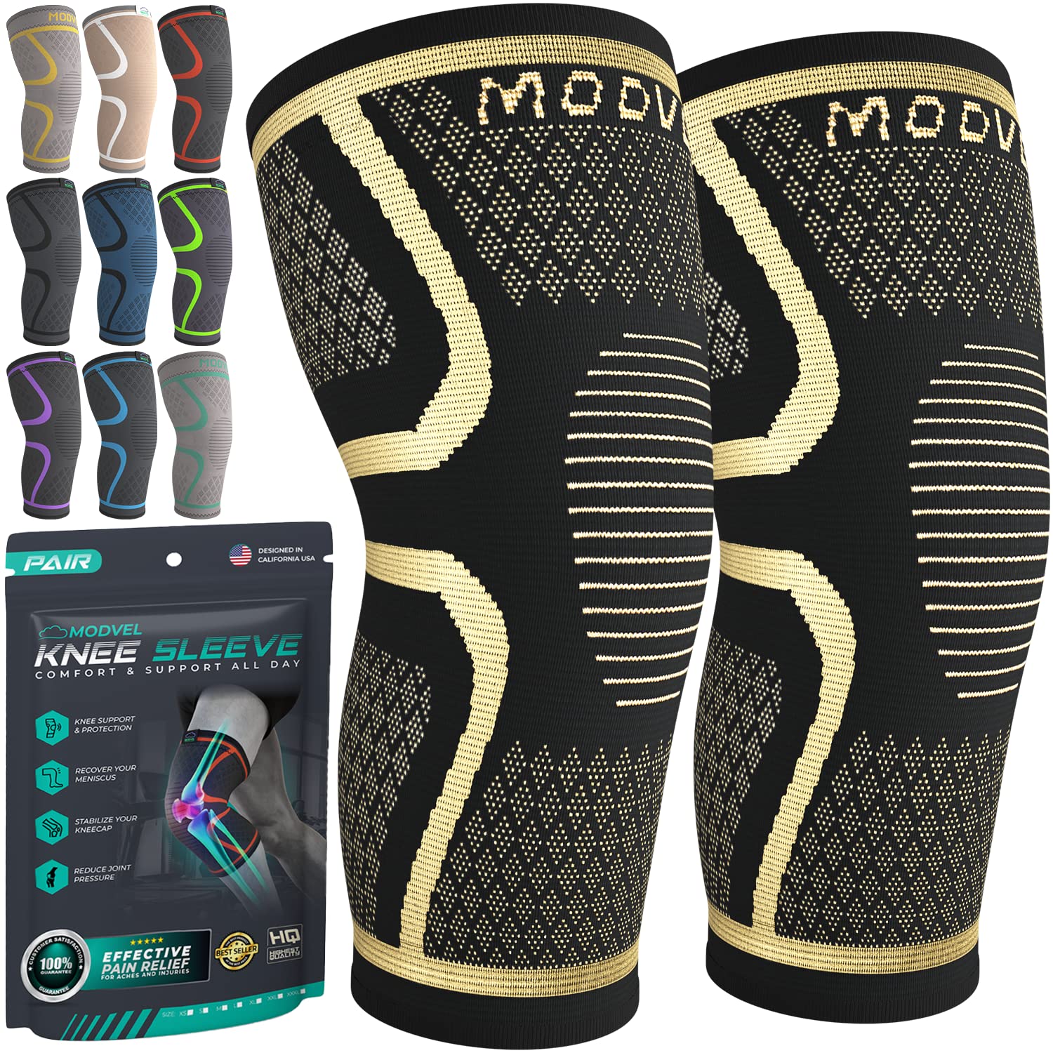 Compression Knee Brace (2-Pack) – Support Sleeves for Workouts & Joint Pain Relief