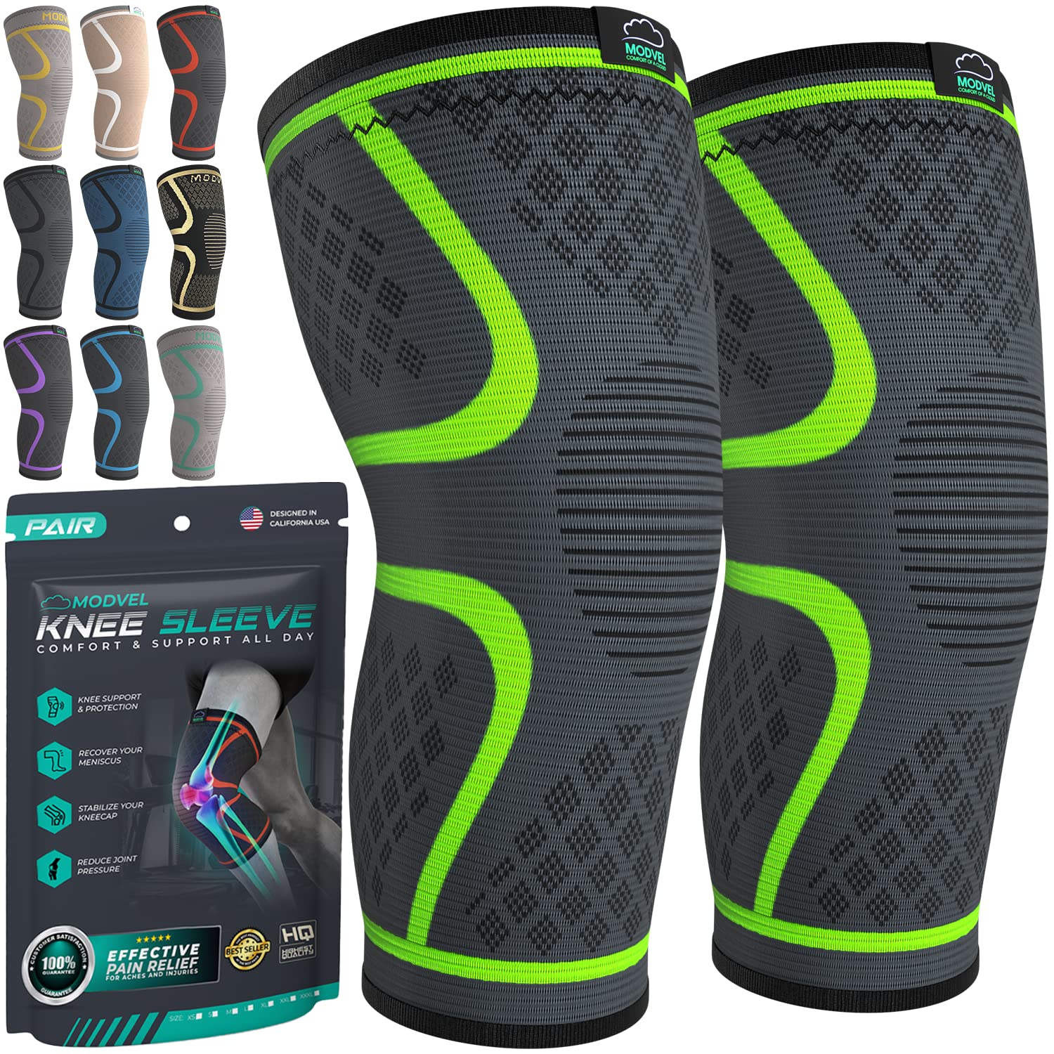 Compression Knee Brace (2-Pack) – Support Sleeves for Workouts & Joint Pain Relief