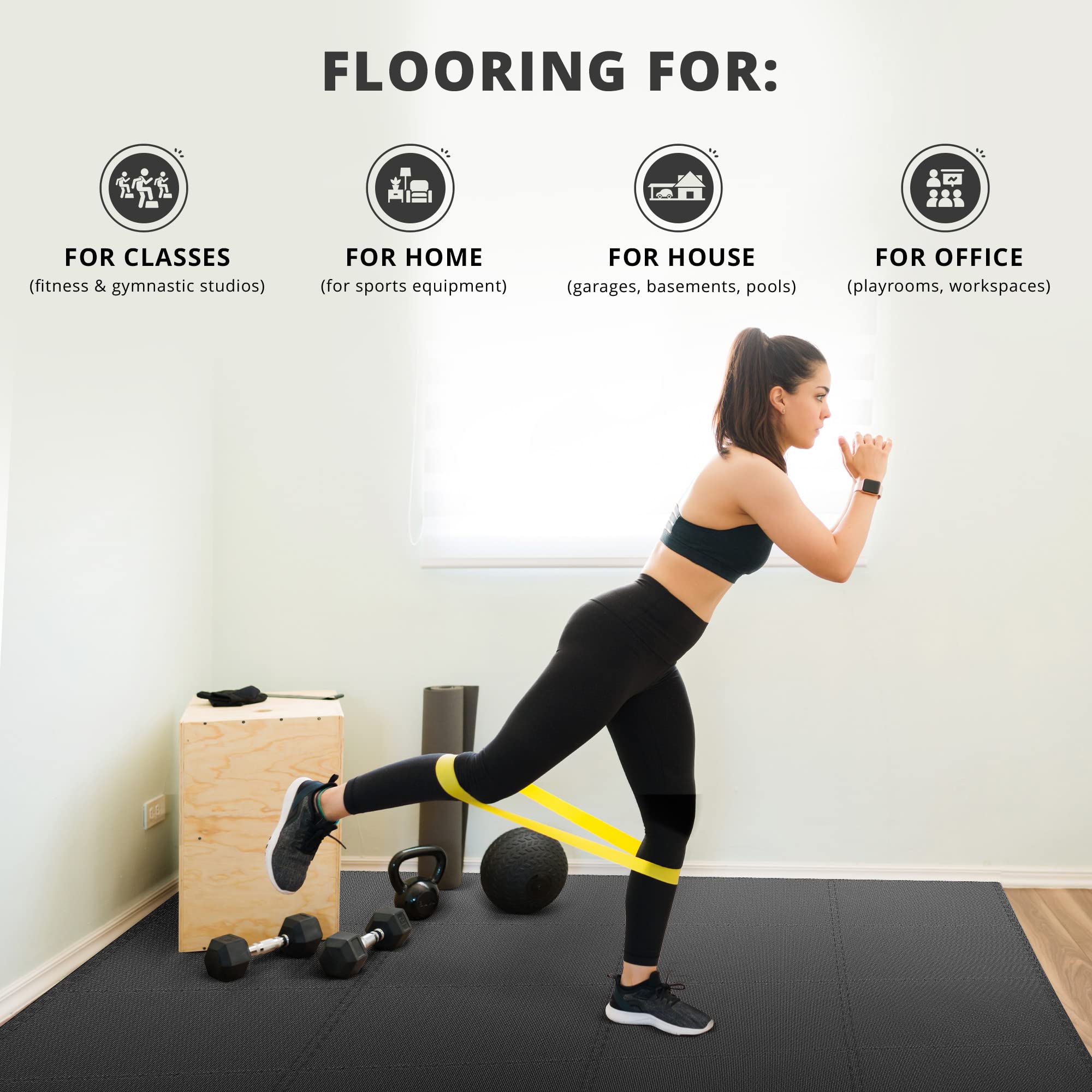 Gym Floor Mats Set – 18 EVA Interlocking Foam Tiles, 18 sq ft Protective Flooring
