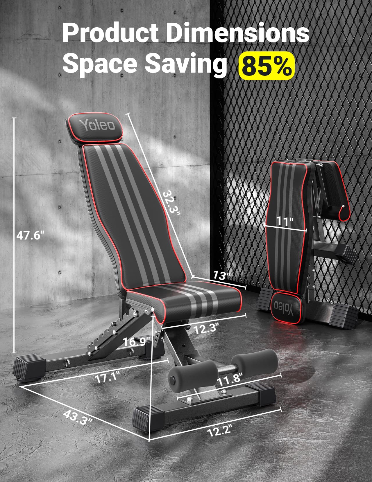 Foldable Adjustable Weight Bench – 84 Positions, 827 lb Capacity, 98% Pre-Assembled