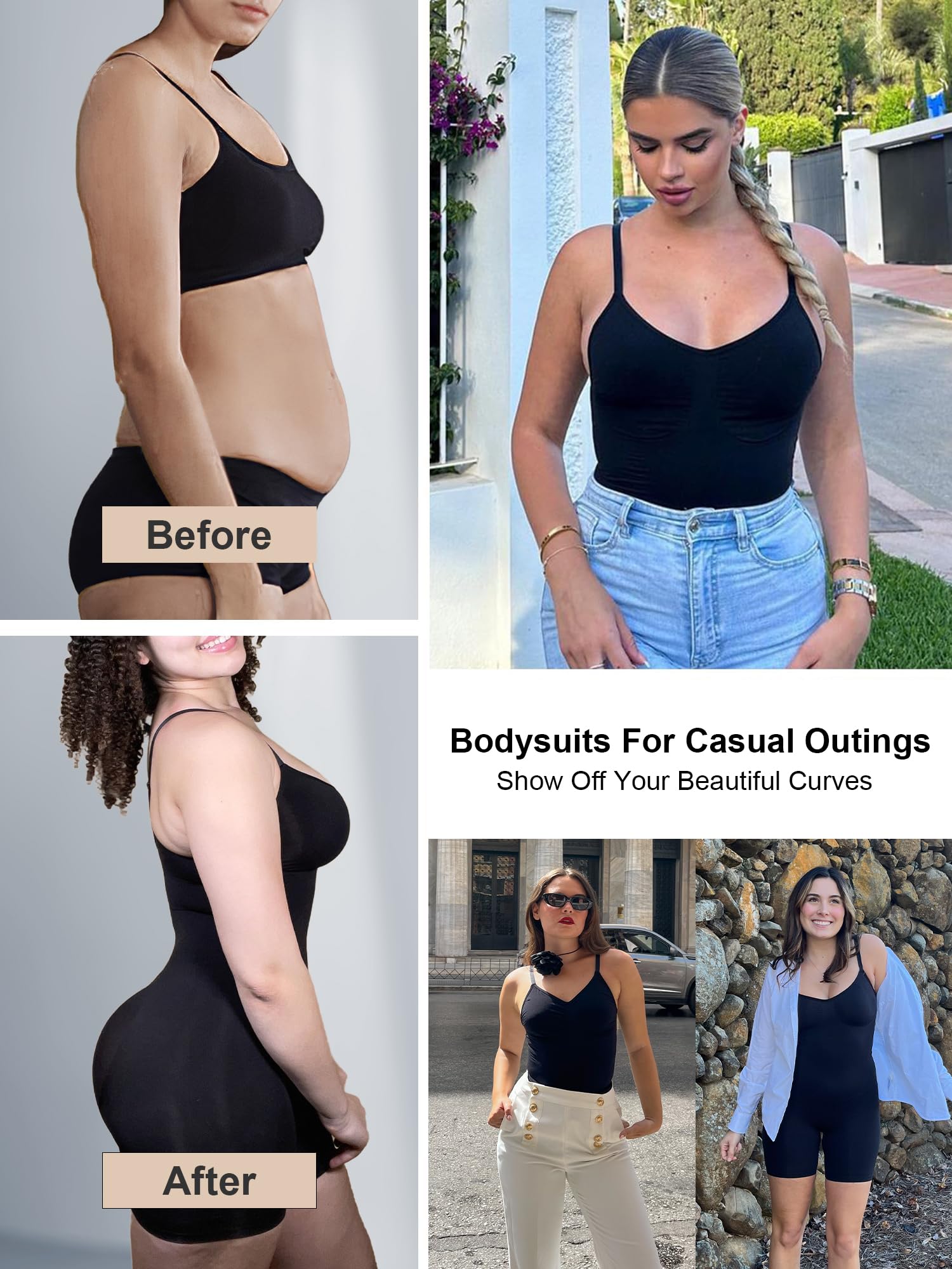 Tummy-Control Bodysuit Shaper – Mid-Thigh Body Shaper Shorts for a Lifted Look