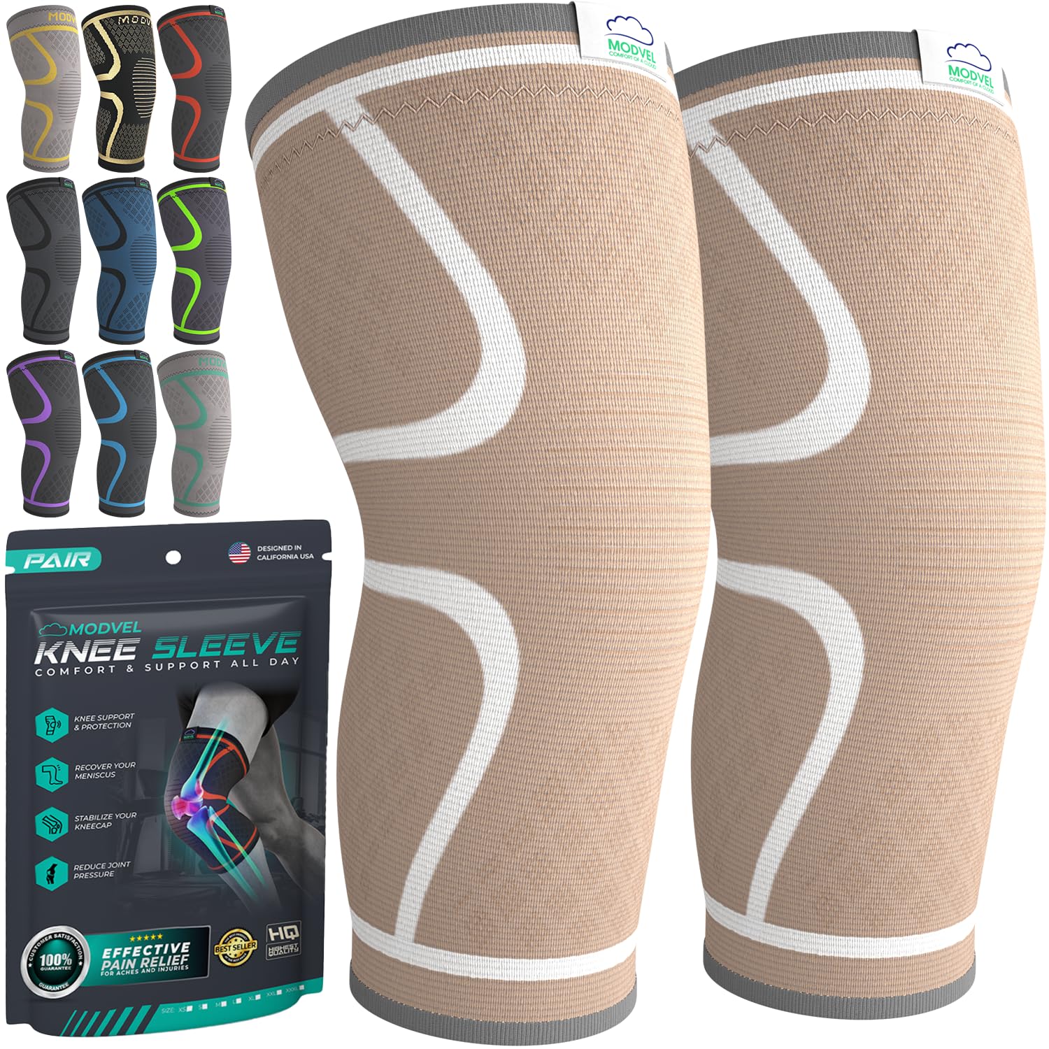 Compression Knee Brace (2-Pack) – Support Sleeves for Workouts & Joint Pain Relief