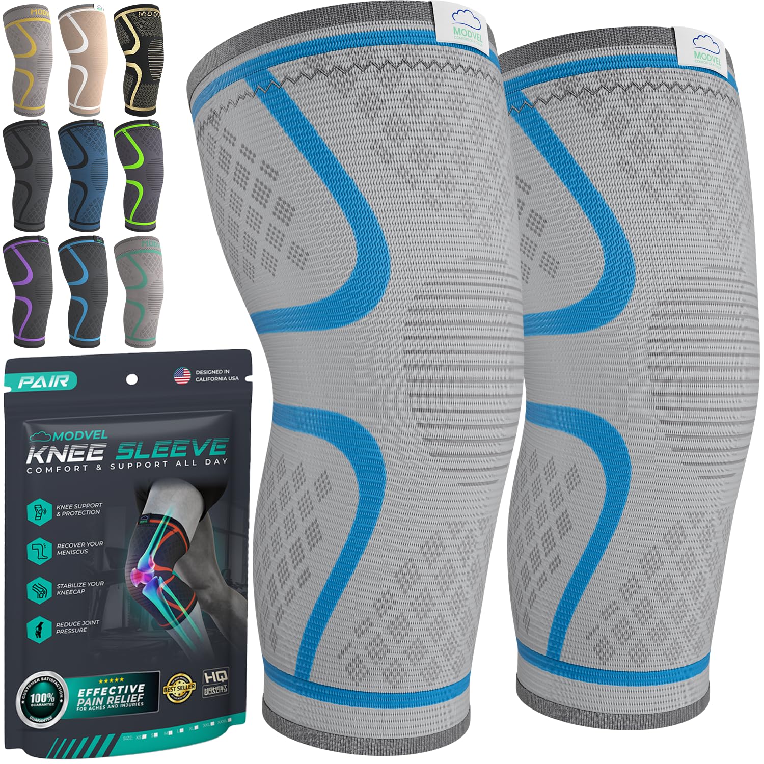 Compression Knee Brace (2-Pack) – Support Sleeves for Workouts & Joint Pain Relief