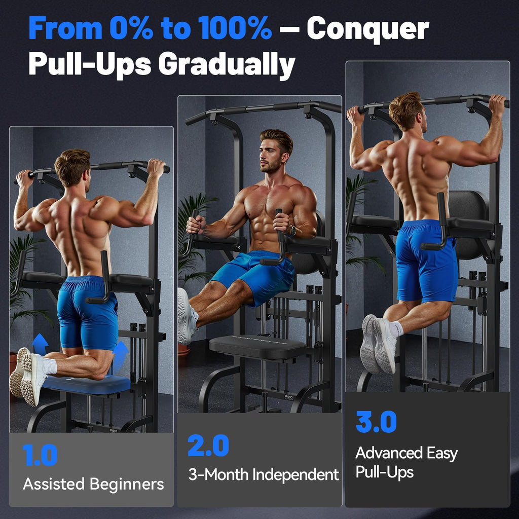 Power Tower Pull Up & Dip Station – 450 lb Capacity Home Gym Strength Trainer