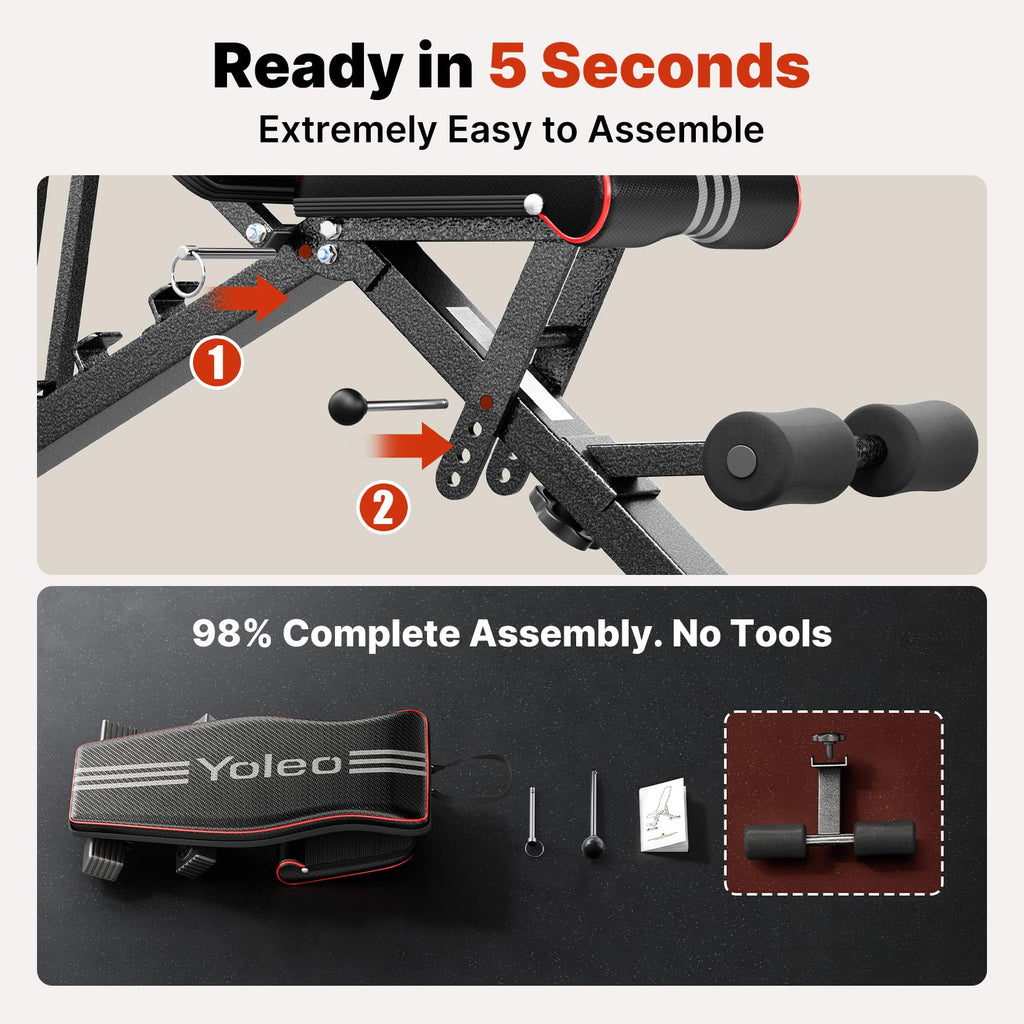 Foldable Adjustable Weight Bench – 84 Positions, 827 lb Capacity, 98% Pre-Assembled