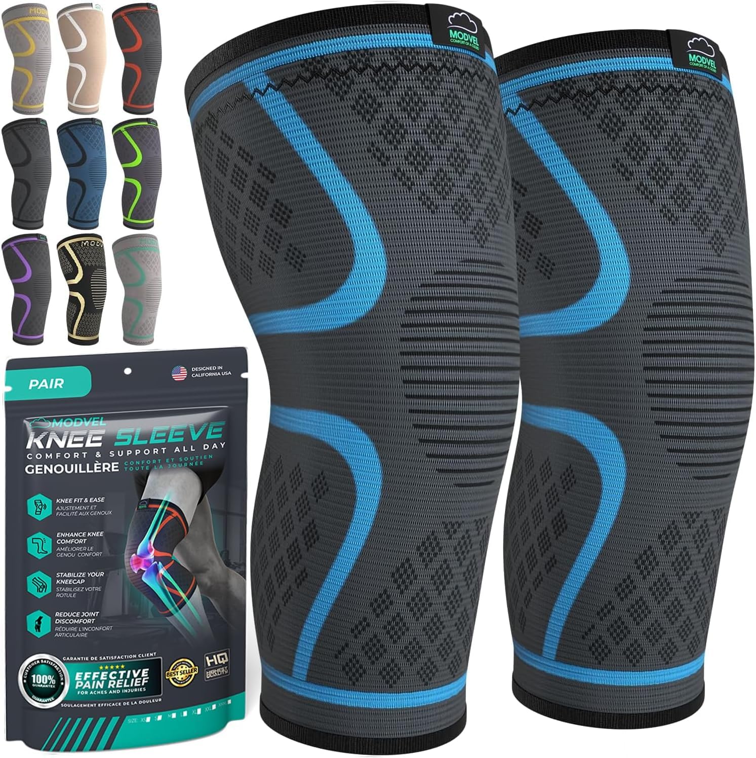 Compression Knee Brace (2-Pack) – Support Sleeves for Workouts & Joint Pain Relief
