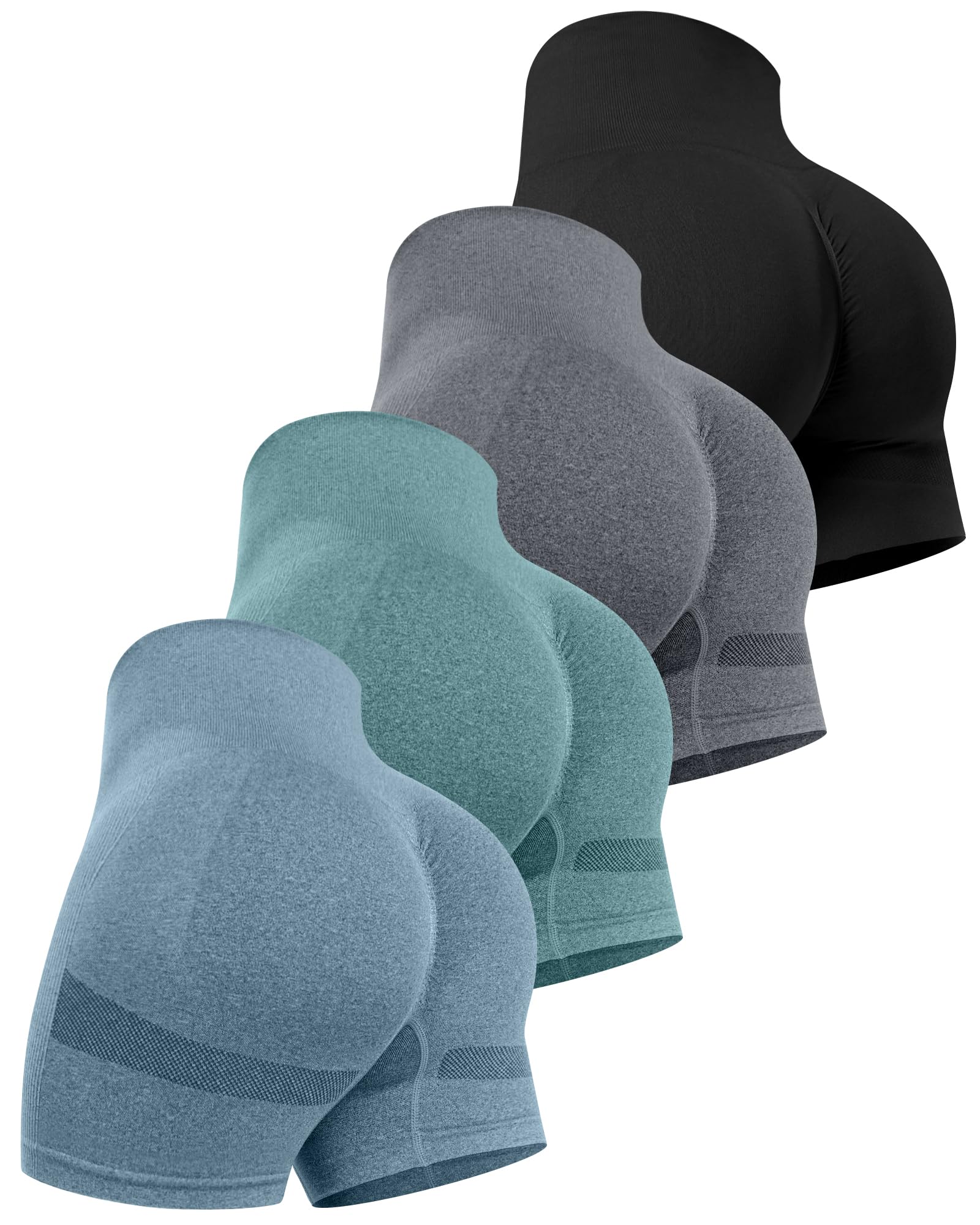 Women's High-Waisted Workout Shorts Set – Butt-Lifting Seamless Gym Shorts (4-Pack)
