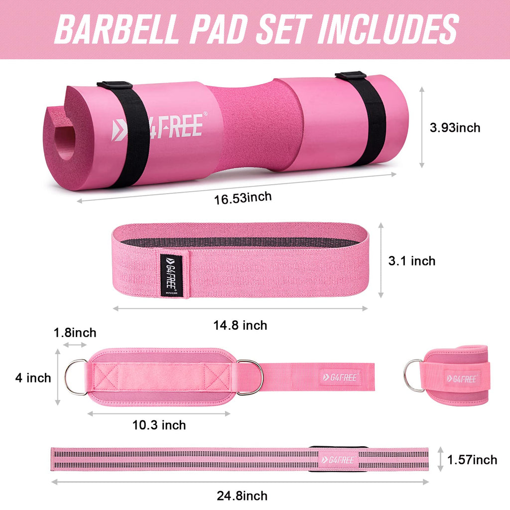 9-Piece Barbell Pad Set – Squat & Hip Thrust Cushion with Resistance Bands & Straps