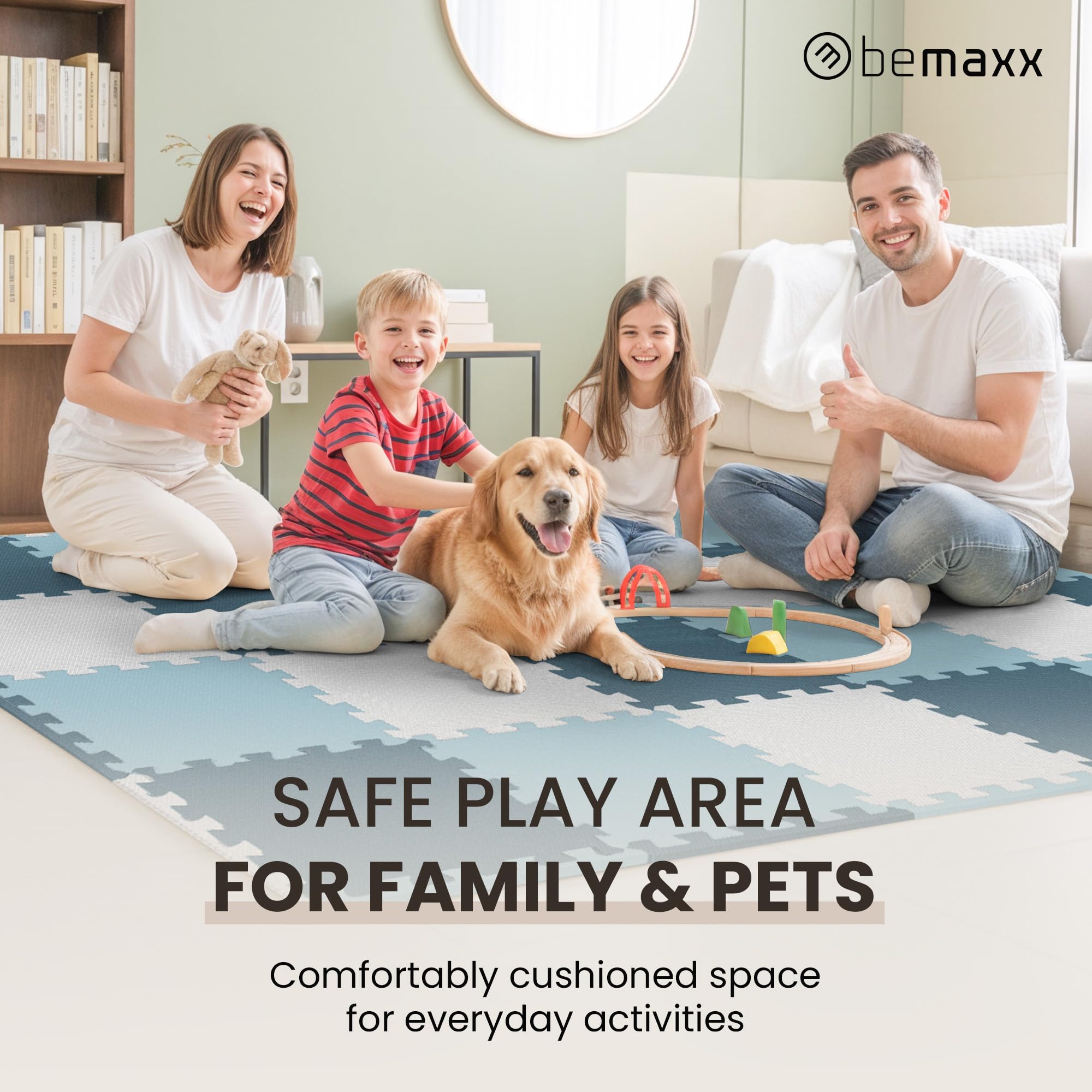 Gym Floor Mats Set – 18 EVA Interlocking Foam Tiles, 18 sq ft Protective Flooring