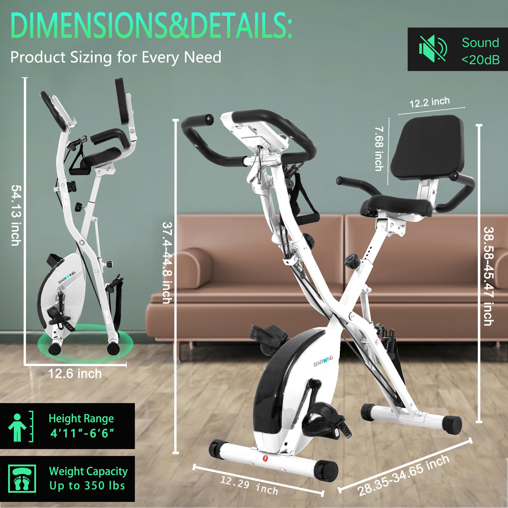 5-in-1 Foldable Exercise Bike – 16-Level Magnetic Indoor Cycling Bike, 350 lb Capacity