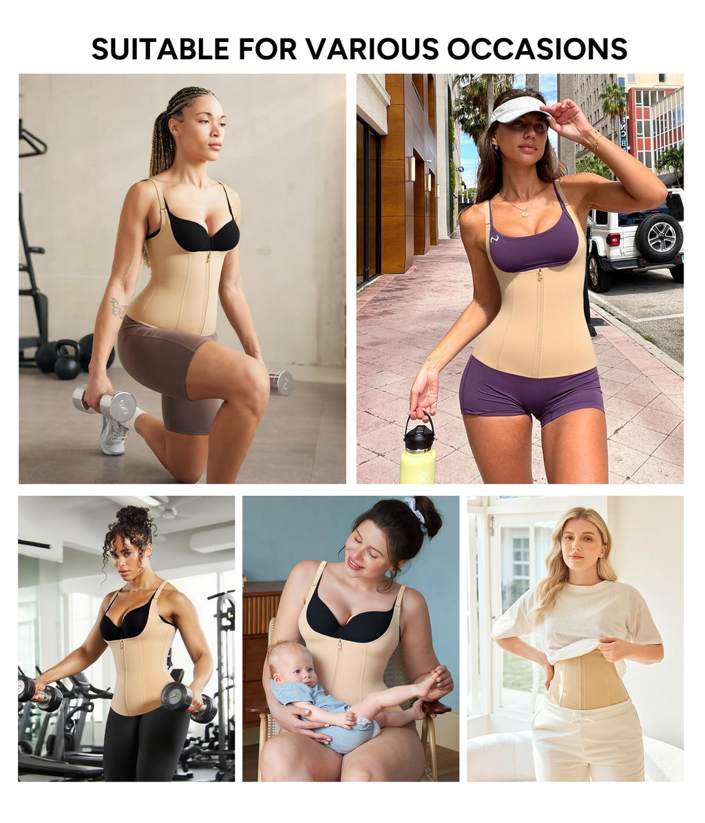Waist Trainer Corset with Zipper – Adjustable Tummy-Control Shapewear for Women