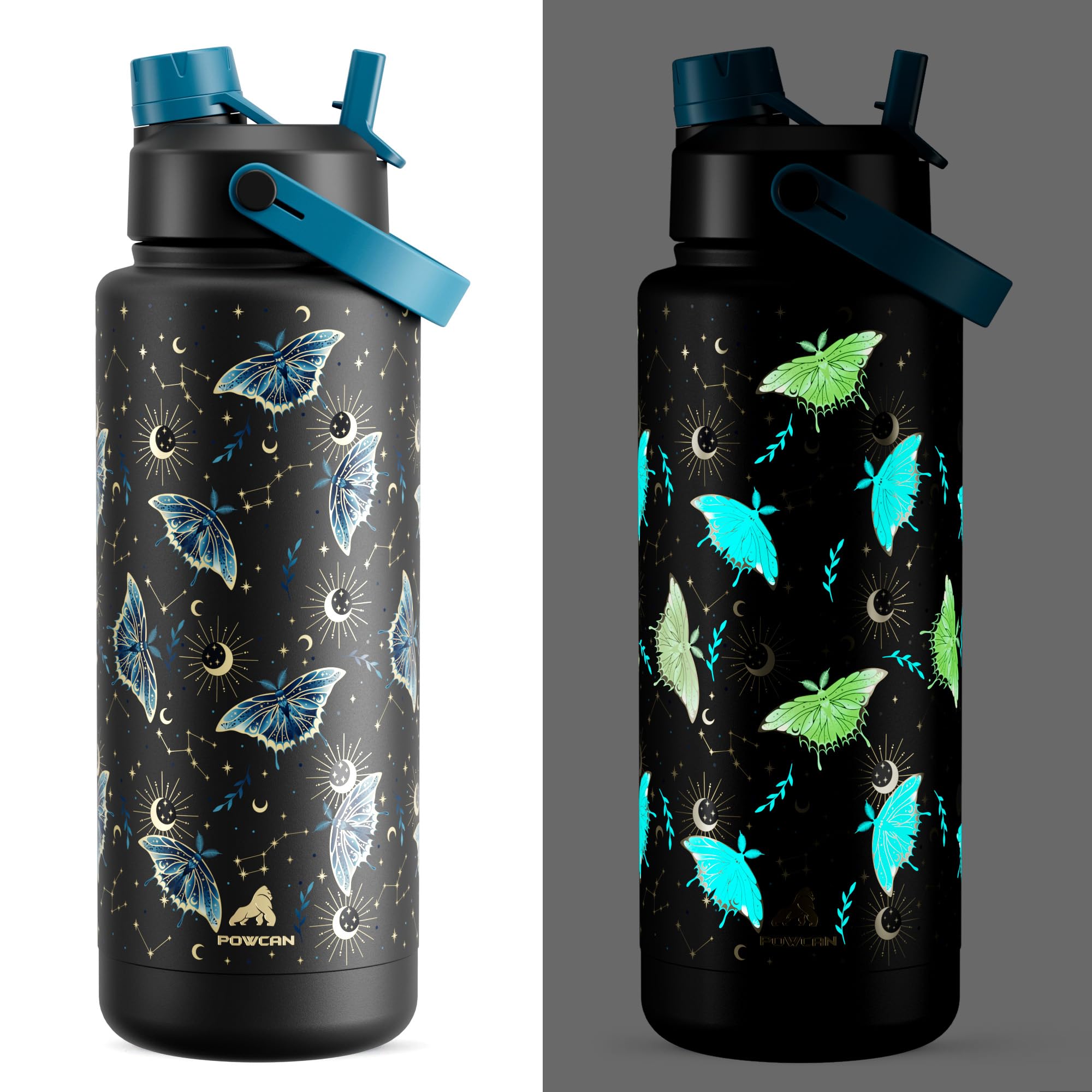 40 oz Insulated Water Bottle – 2-in-1 Straw & Spout Lid, Keeps Cold 24 Hours