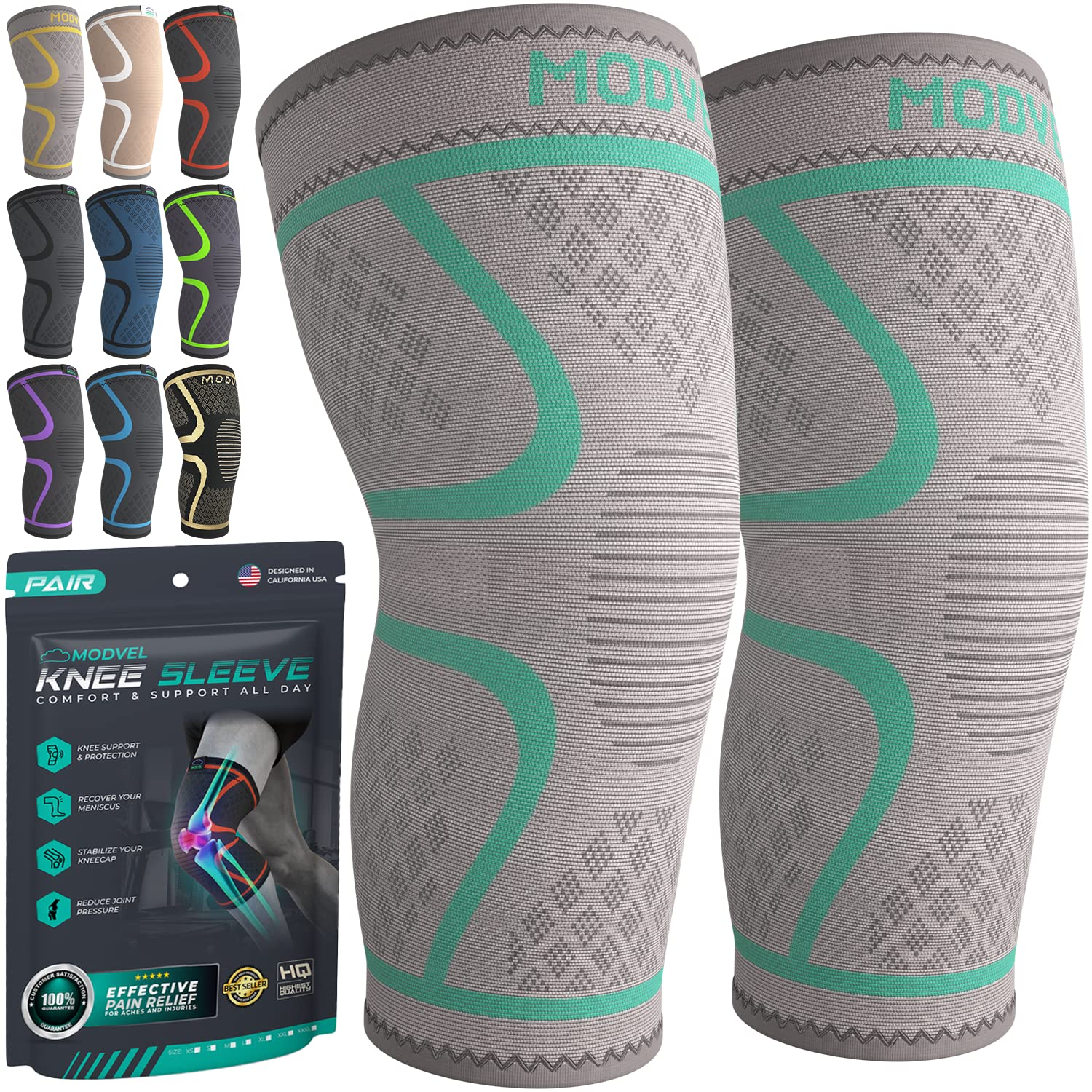 Compression Knee Brace (2-Pack) – Support Sleeves for Workouts & Joint Pain Relief